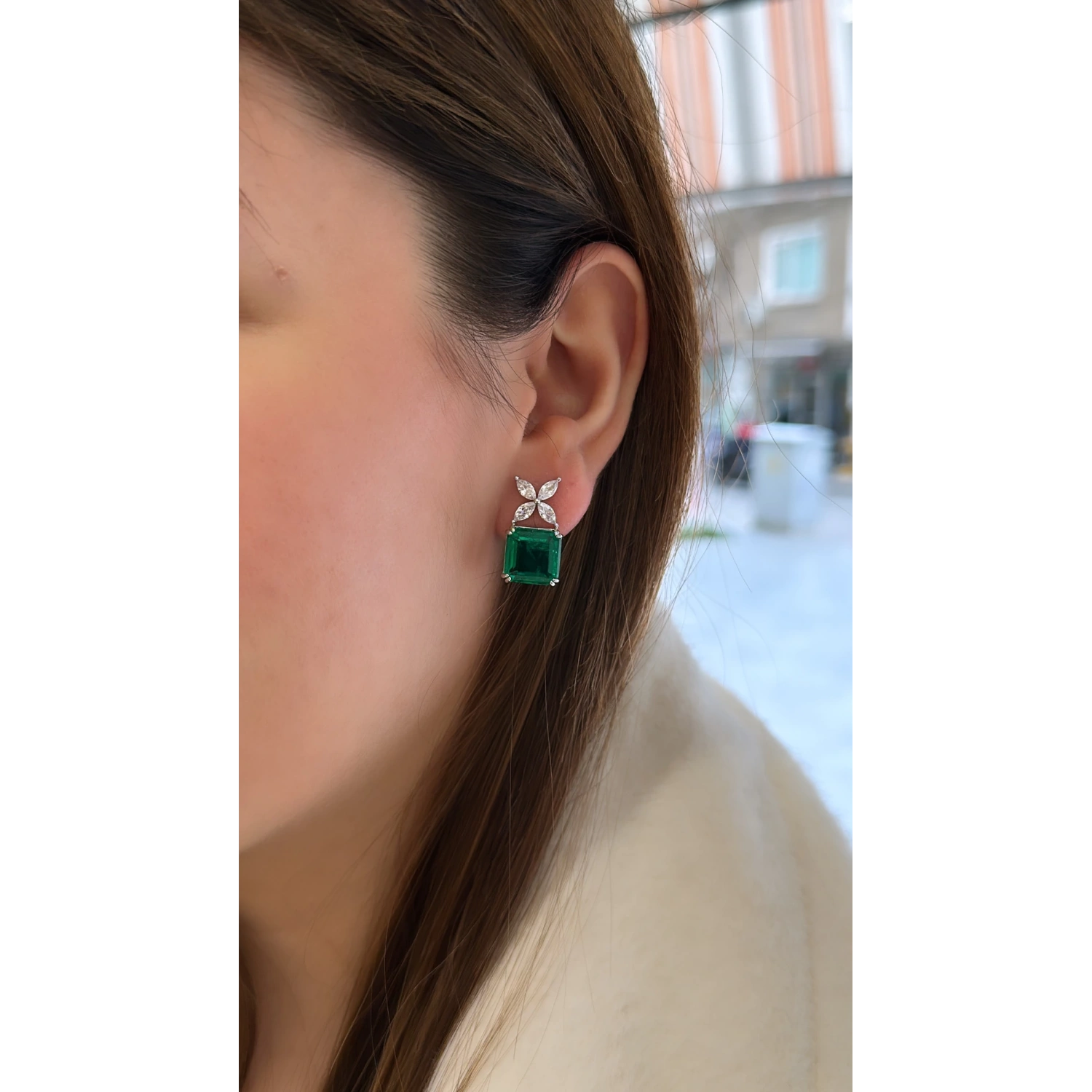 Markiz Çiçek Di Zümrüt Paraiba Küpe