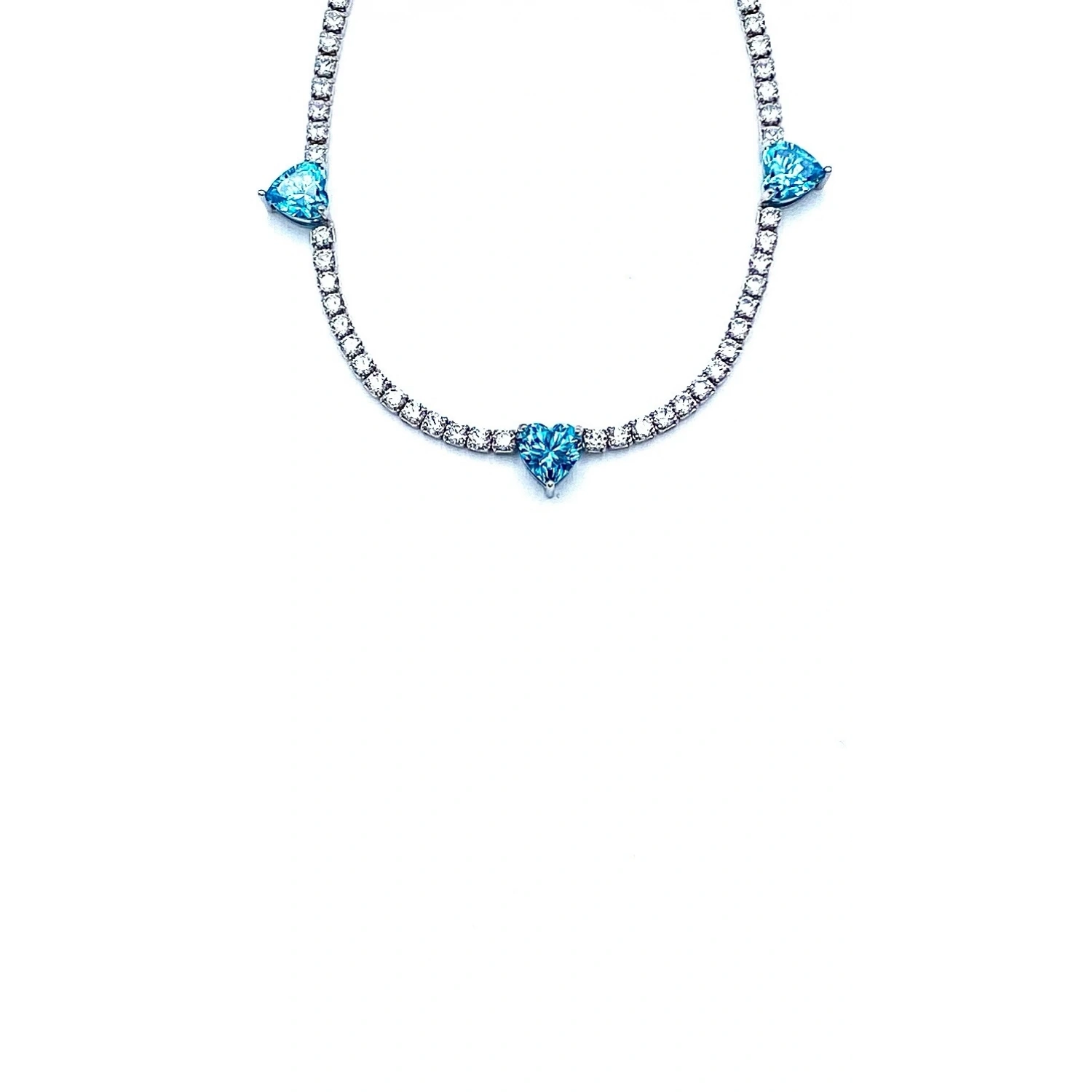 Mavi Kalp Taşlı Suyolu Kolye