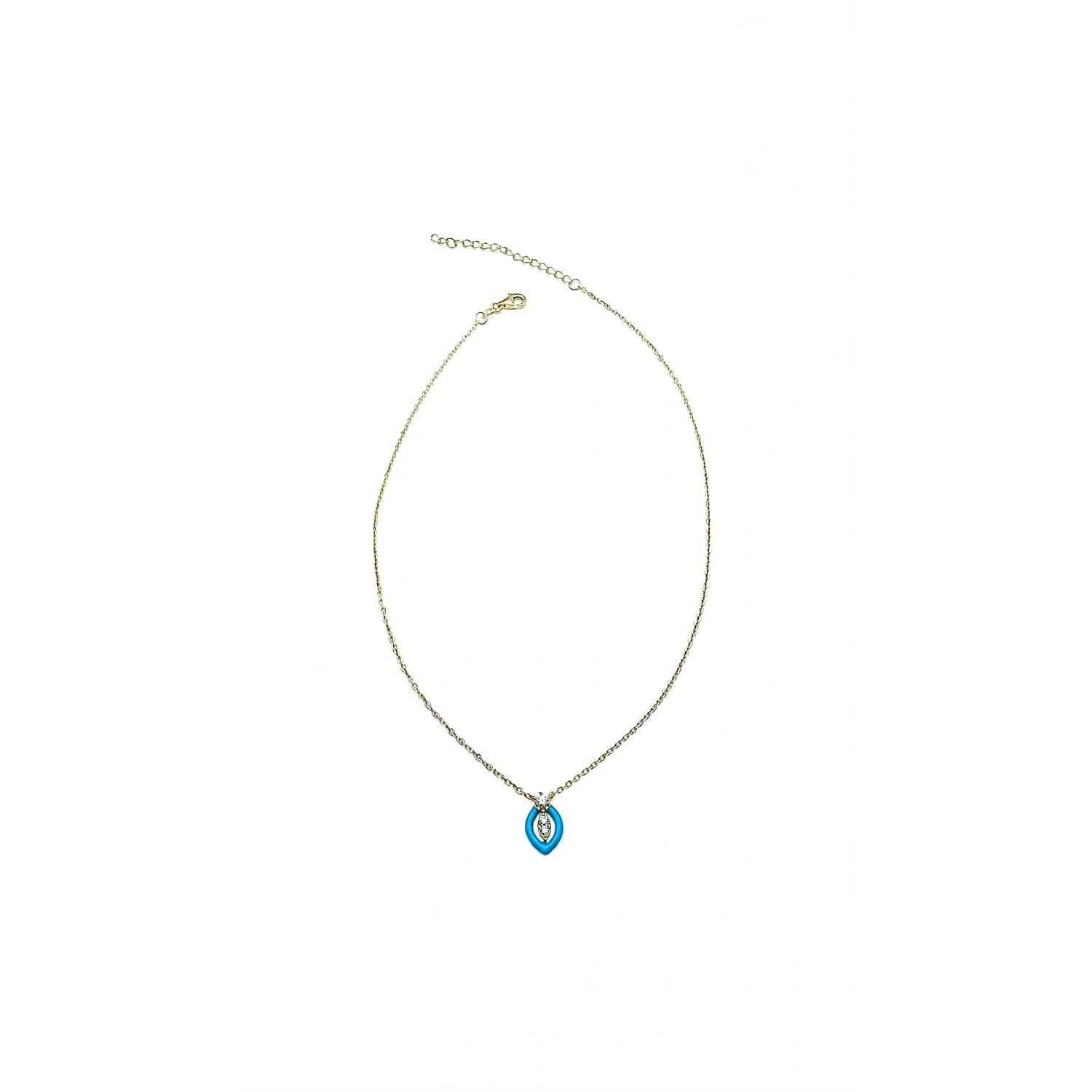 Mavi Mineli Badem Kolye