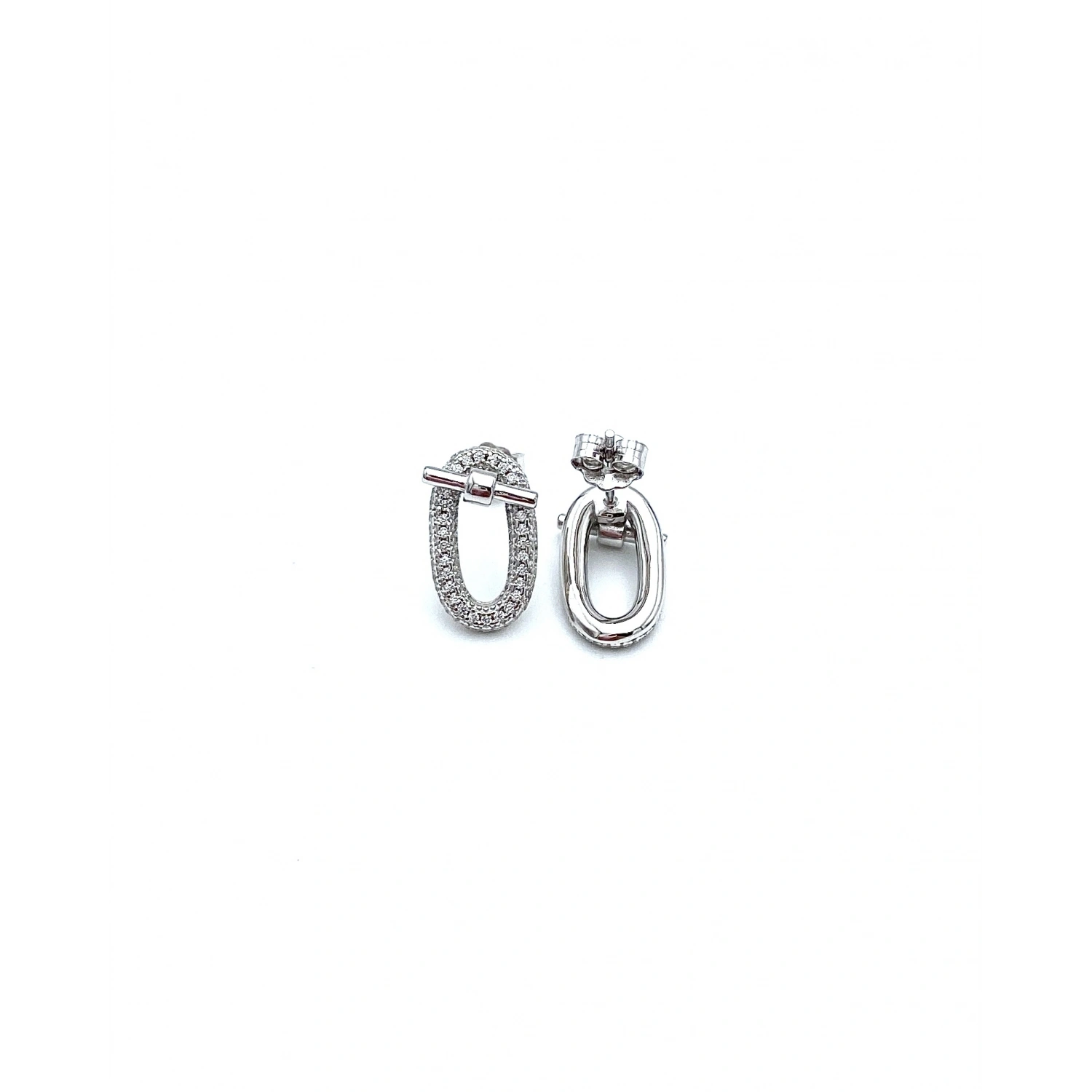 Mini Herry Pin Oval Taşlı Küpe