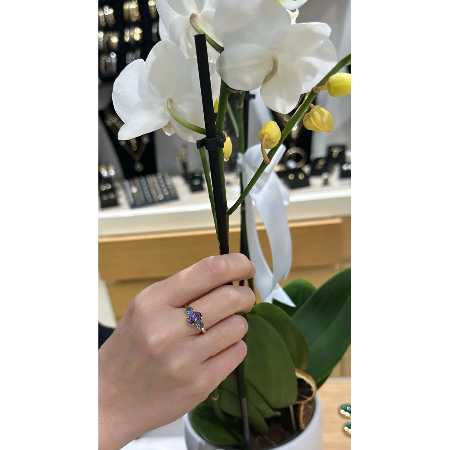 Mor Oval Tektaş Tria S Yüzük