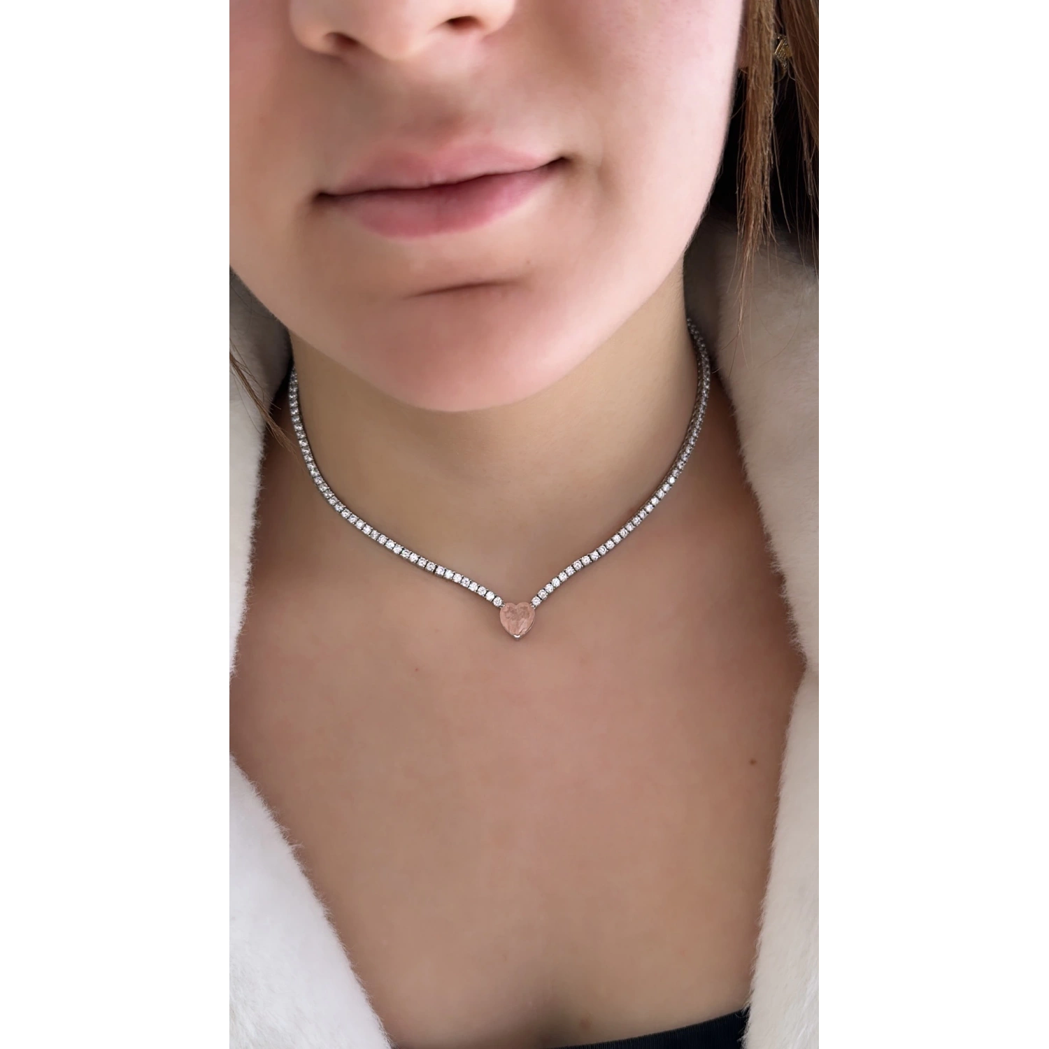 Morganit Paraiba Kalp Taşlı Suyolu Kolye