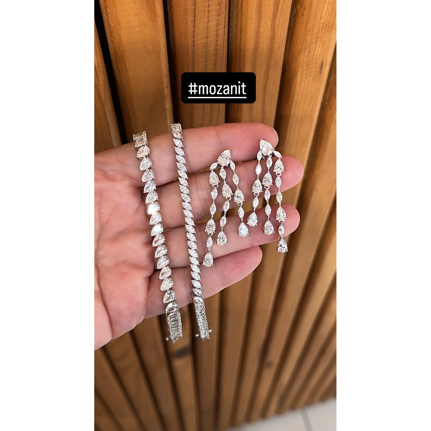 Mozanit 3 Sıra Damla Küpe