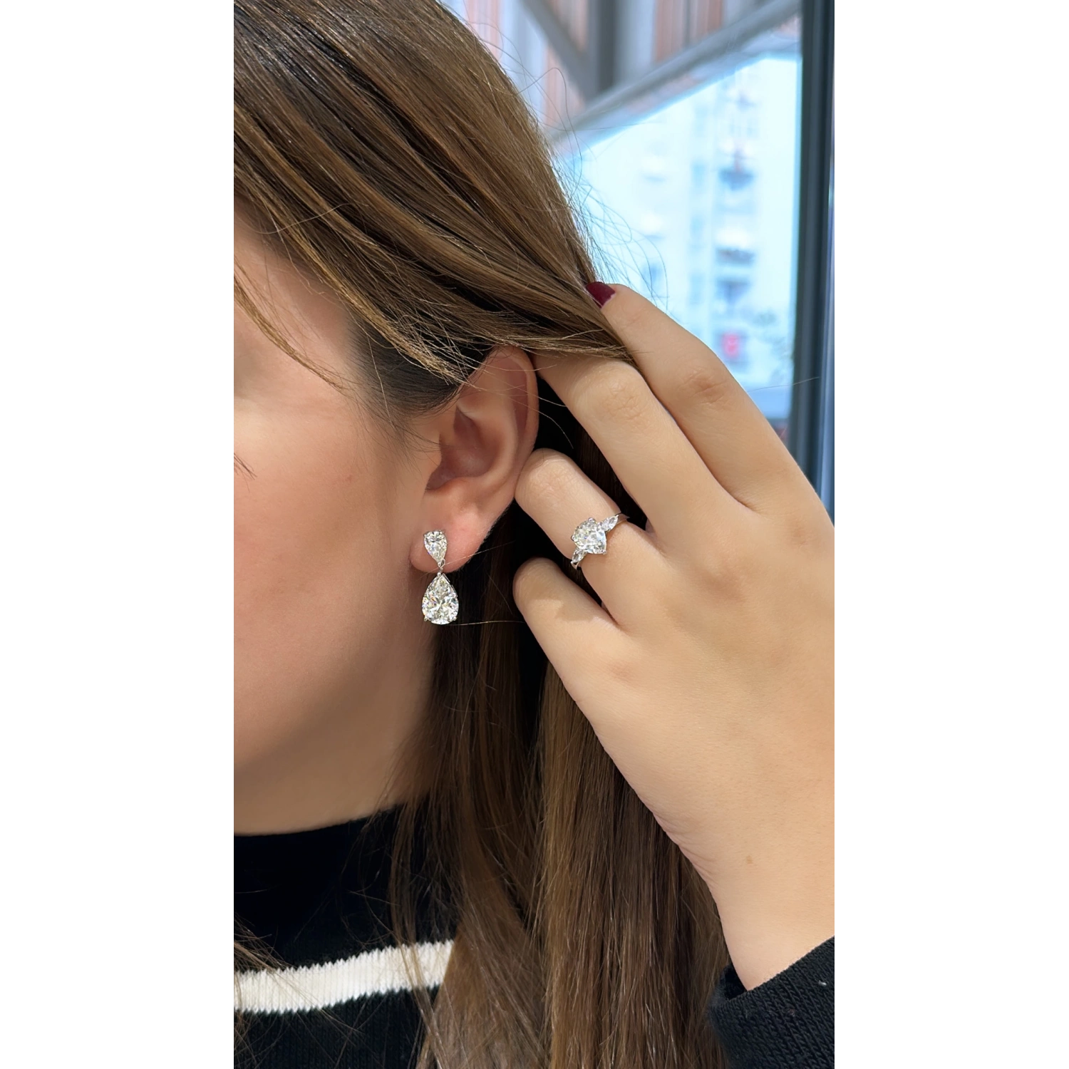 Mozanit Damla Markiz Yüzük