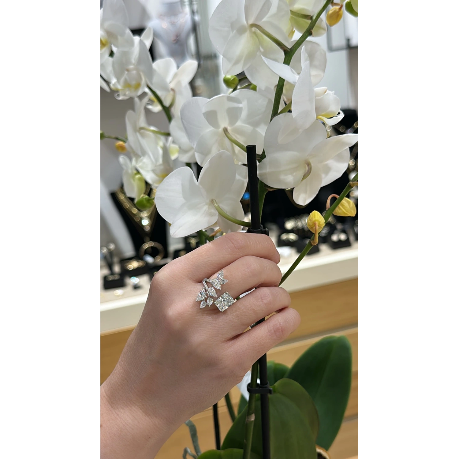 Mozanit Damla Yaprak Di Ayrık Yüzük