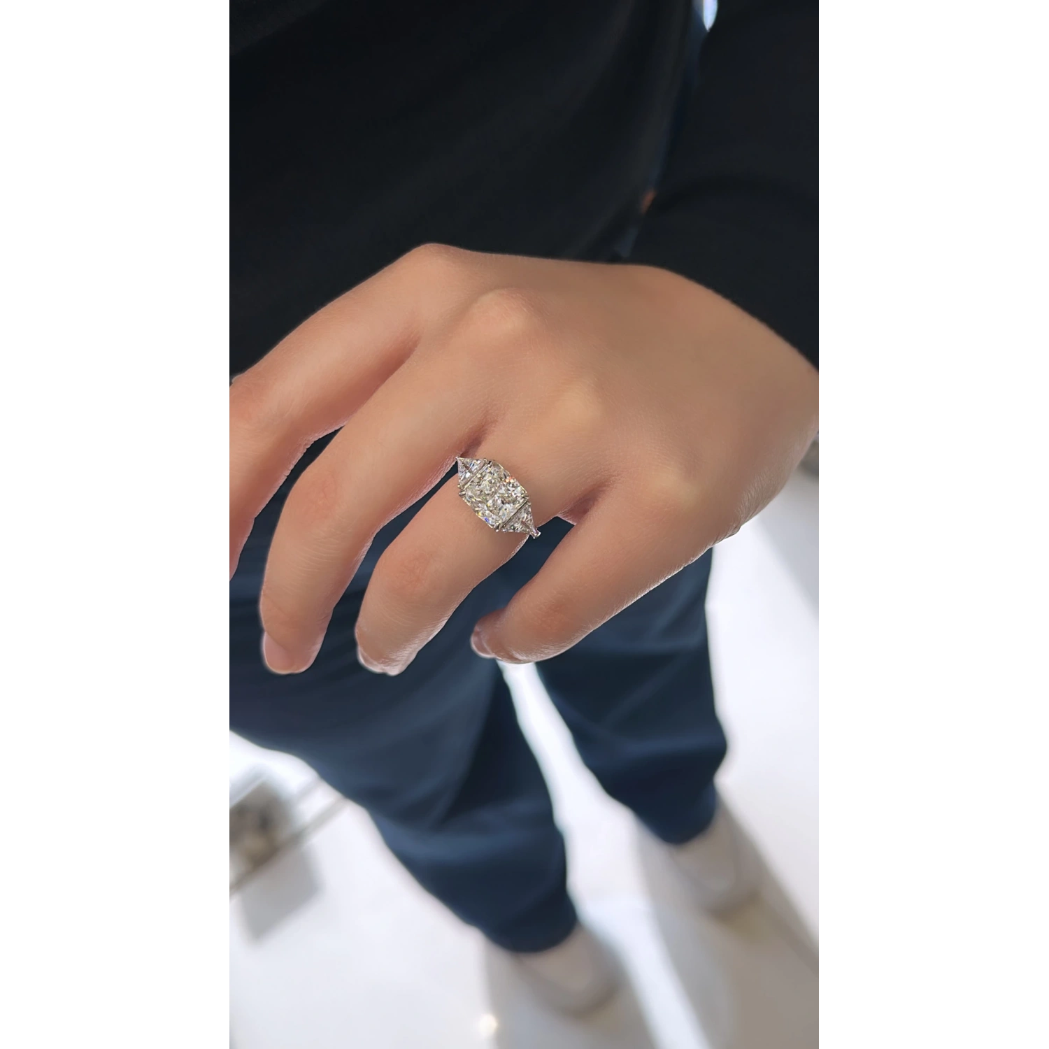 Mozanit Kare 2 Üçgen Yüzük