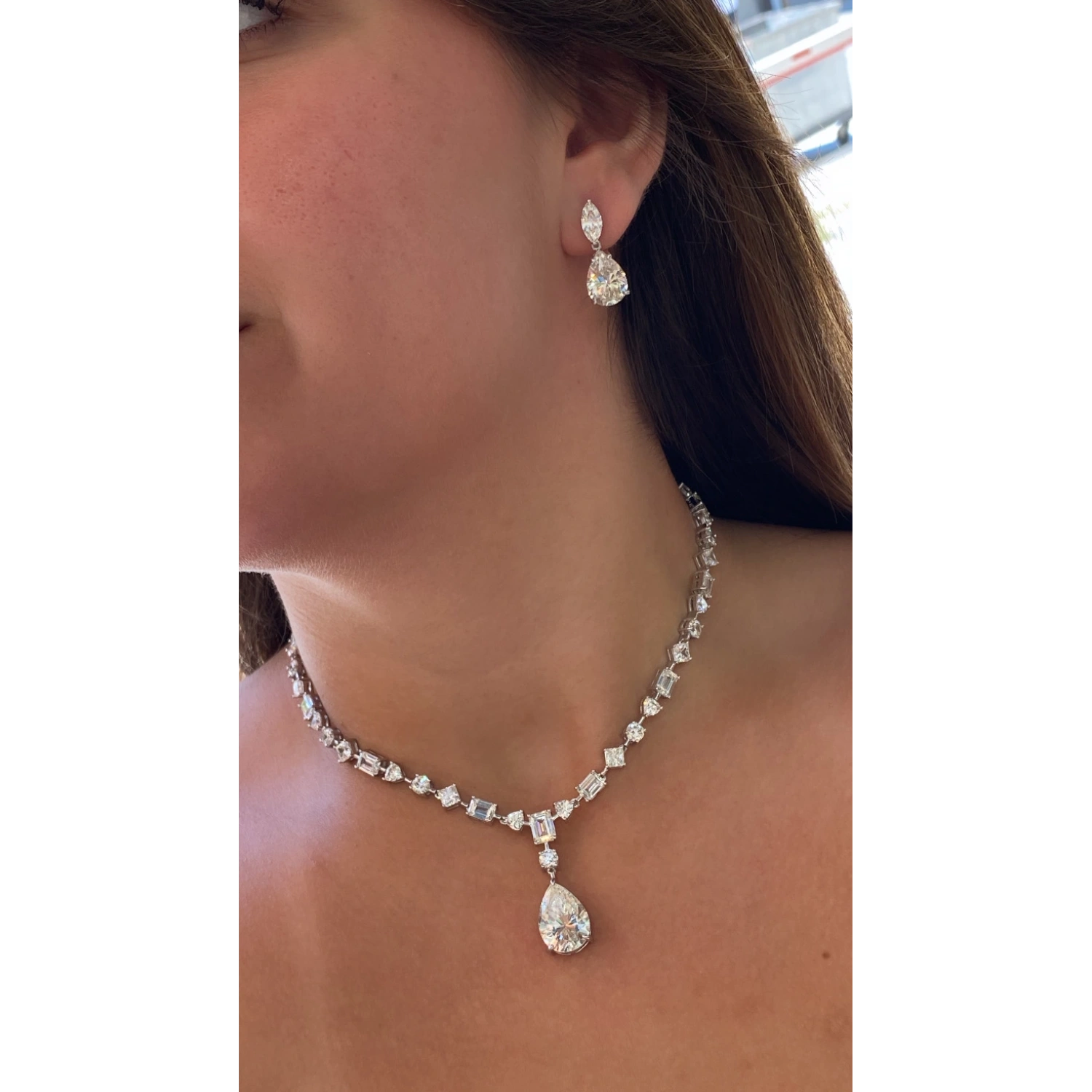 Mozanit Markiz Damla Küpe