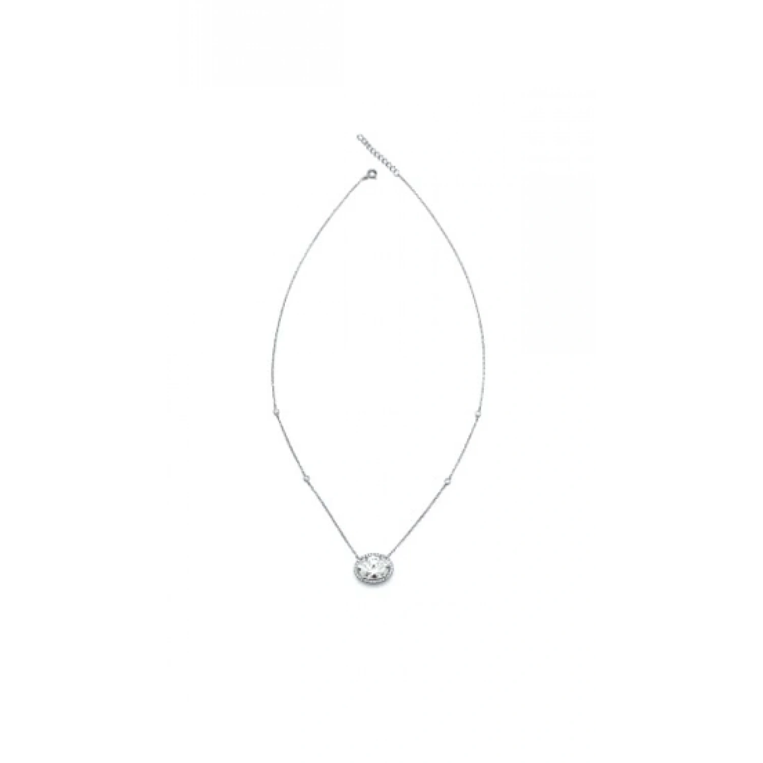 Mozanit Oval Etrafı Taşlı Kolye