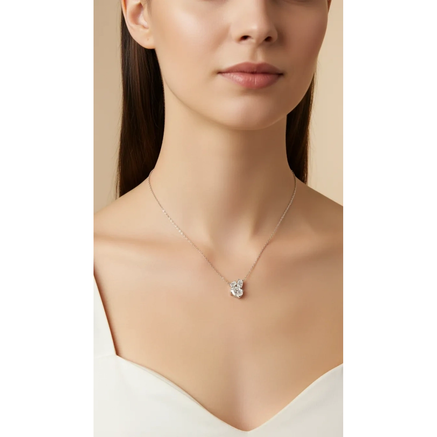 Mozanit Oval Trio Kolye