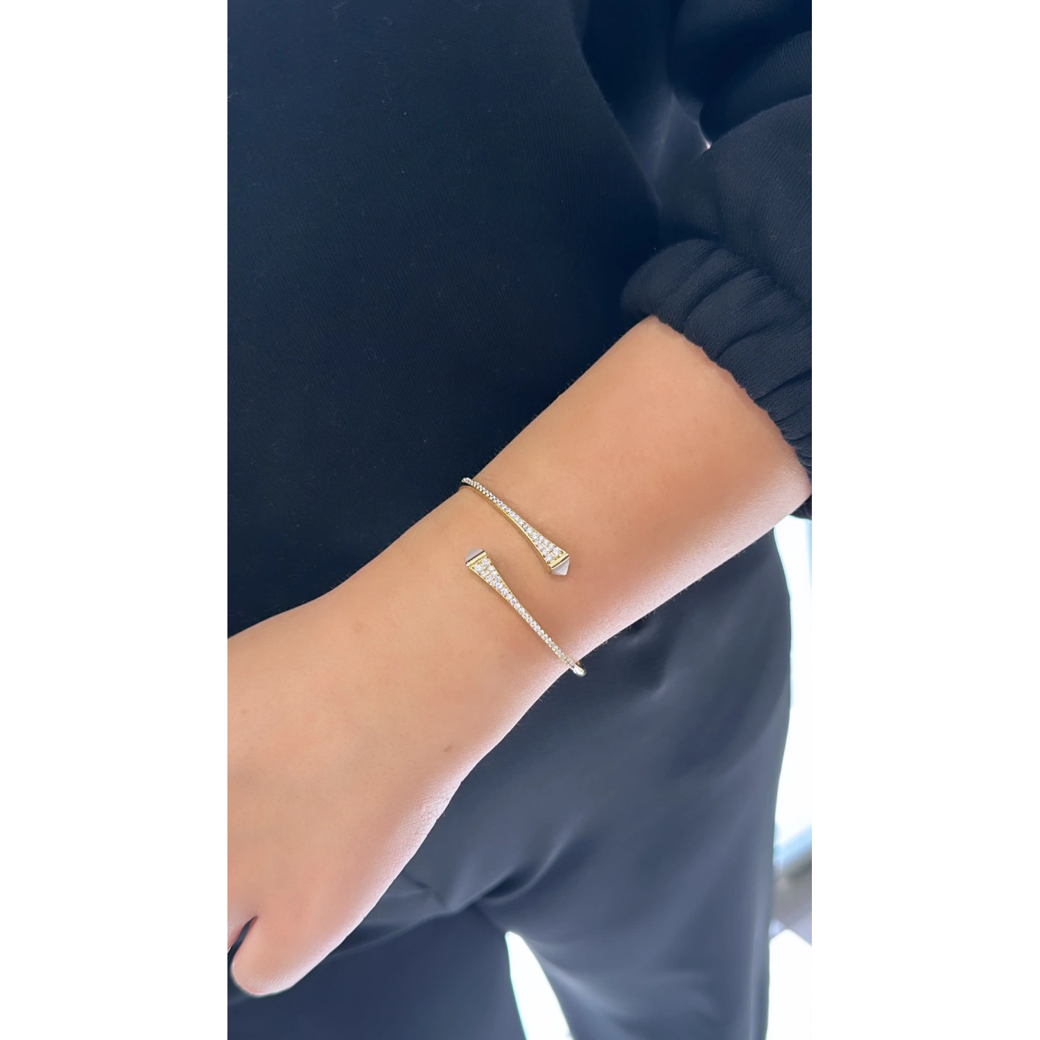 Mrl Beyaz Sedef Full Taşlı Kelepçe