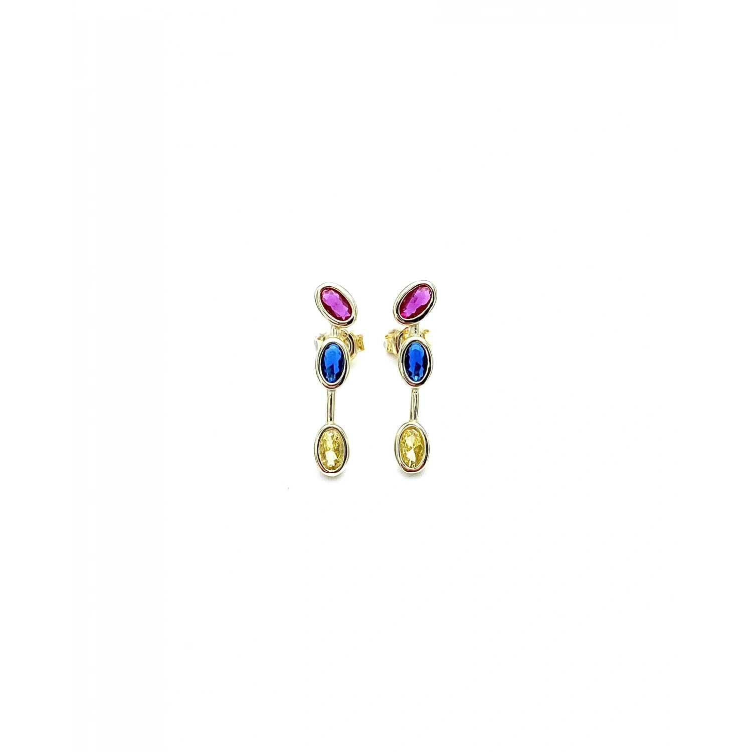 Multicolour Oval Tria Küpe