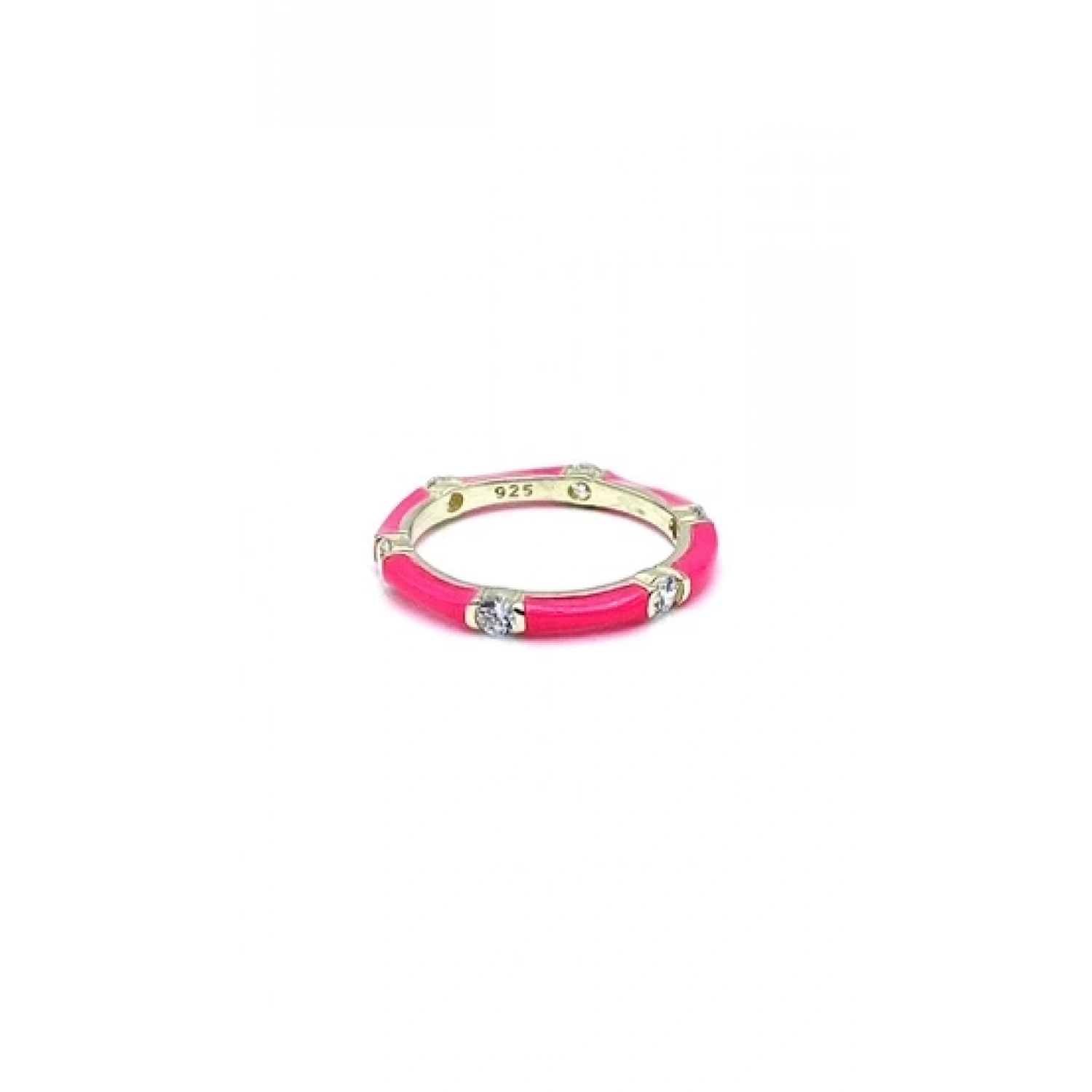 Neon Pembe Mineli Ara Taşlı G Yüzük