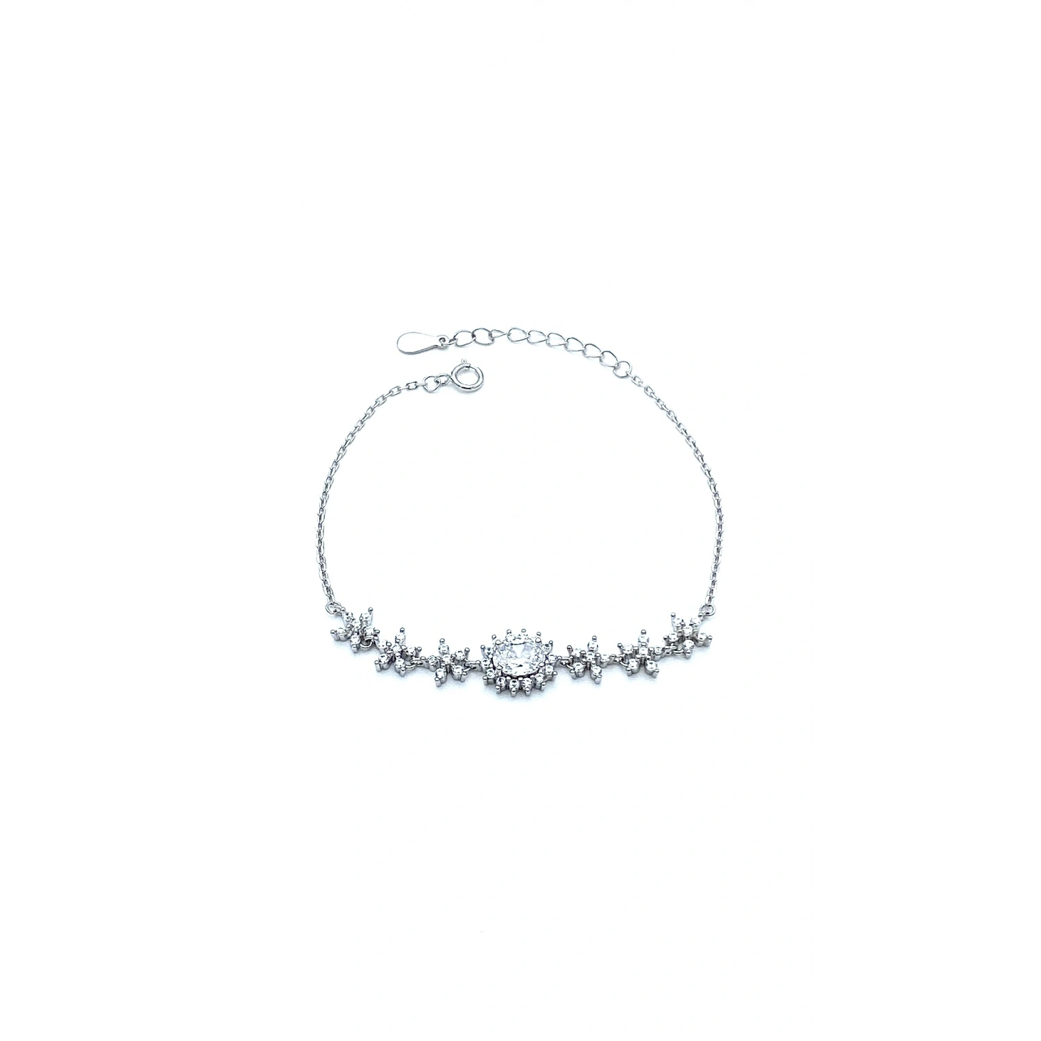 Oval Taşlı Çiçek Zincir Bileklik