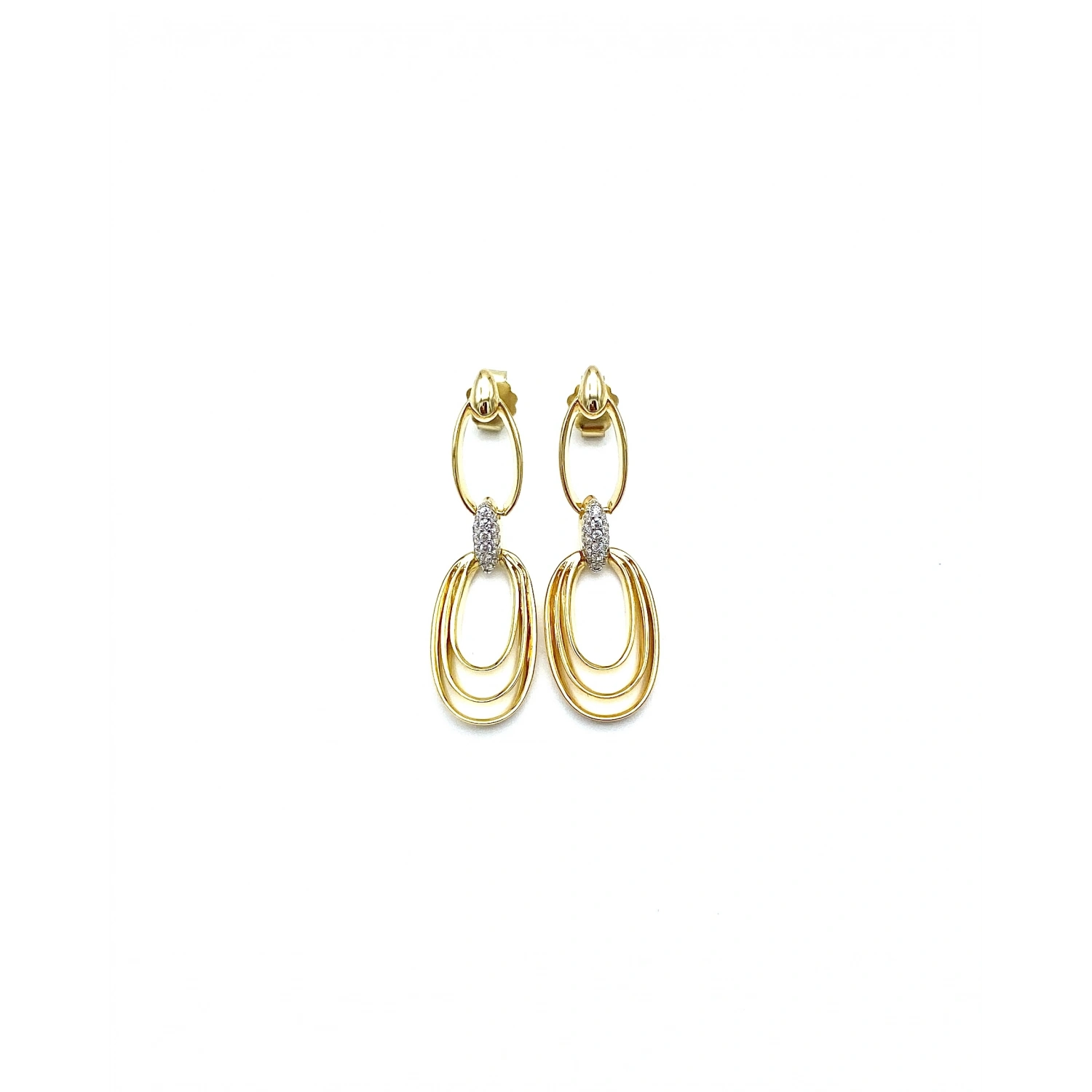 Oval Tria Taşlı  Küpe