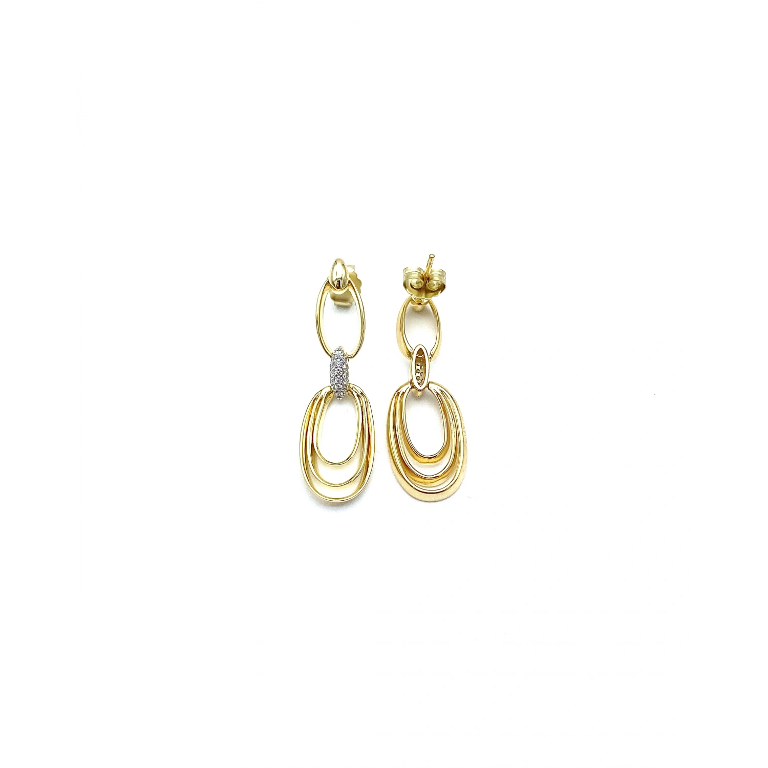 Oval Tria Taşlı  Küpe