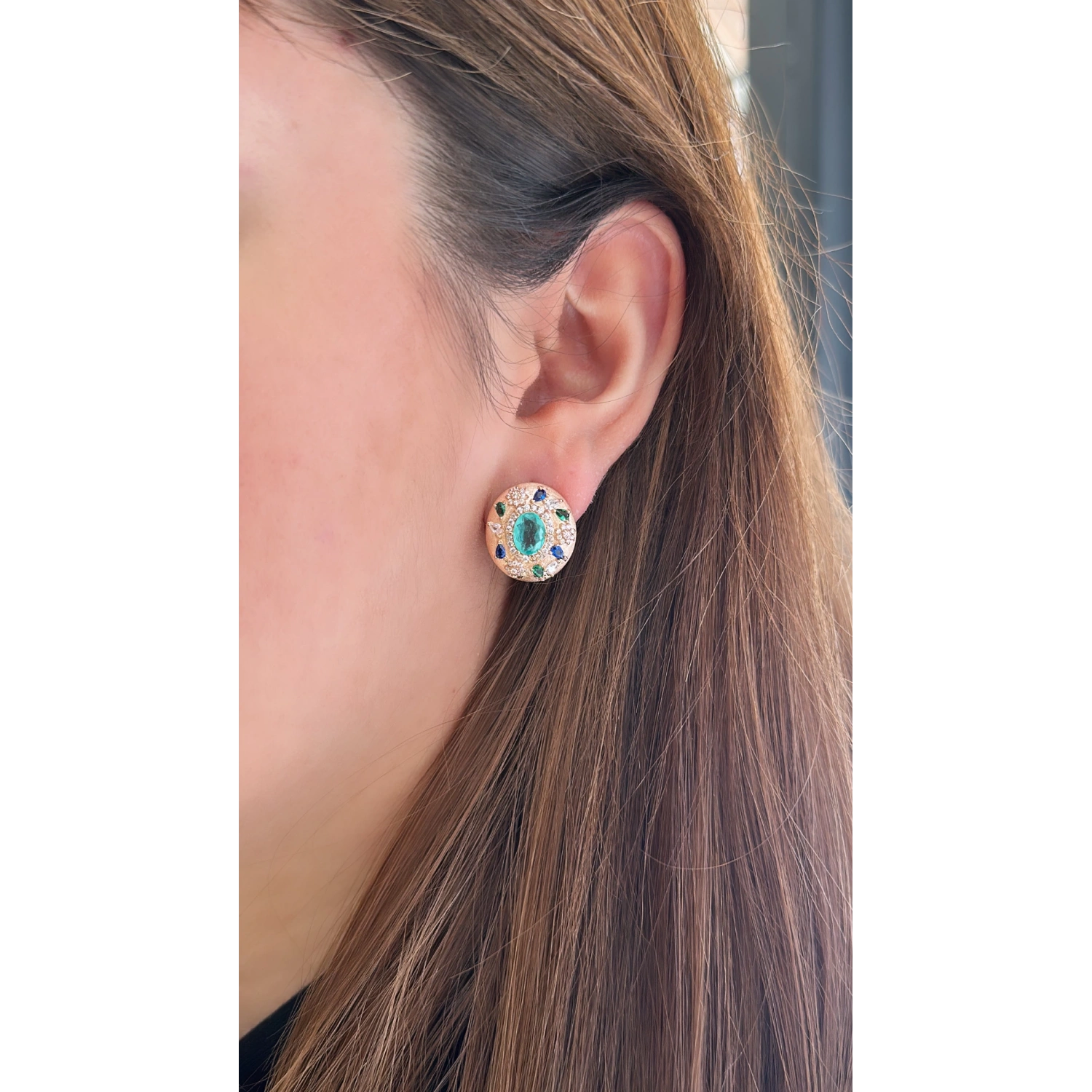 Paraiba Buck Düğme Küpe