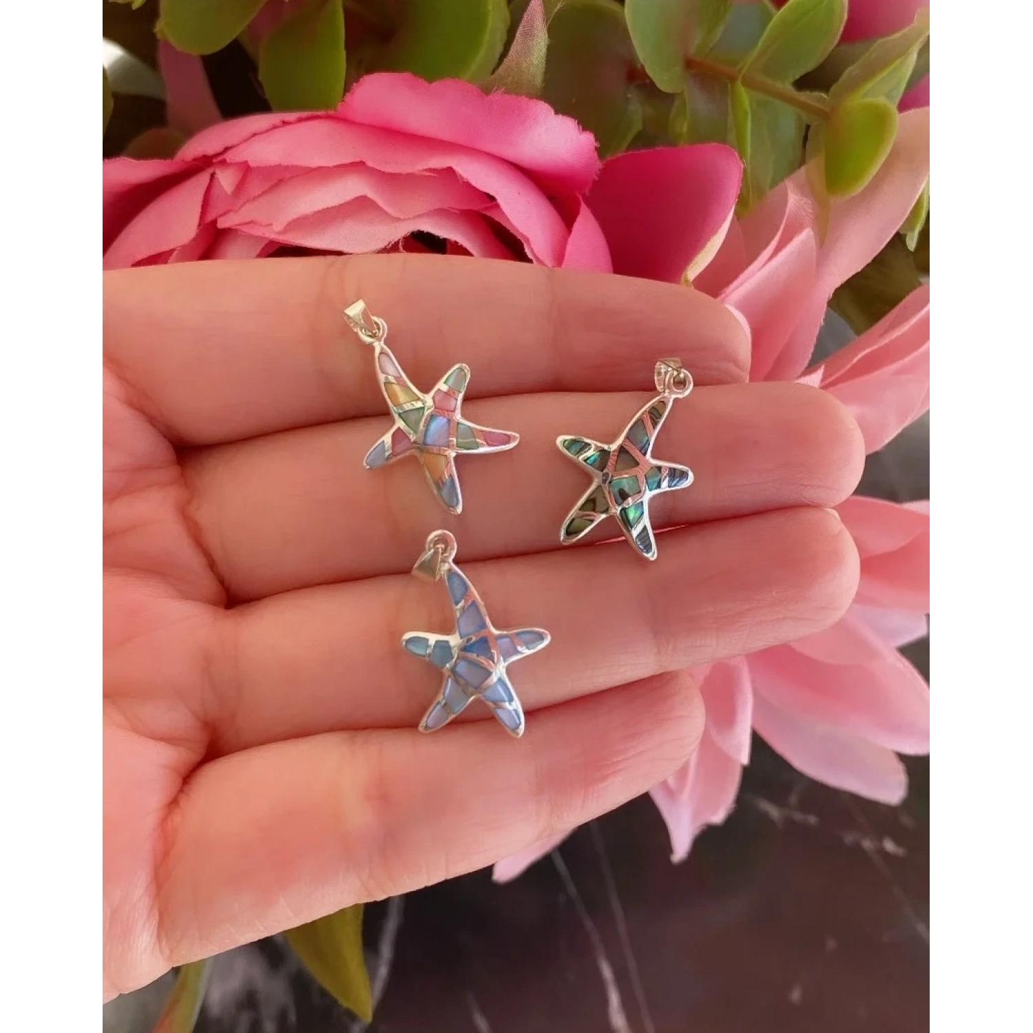 Pastel Mix Sedef Deniz Yıldızı Kolye Ucu