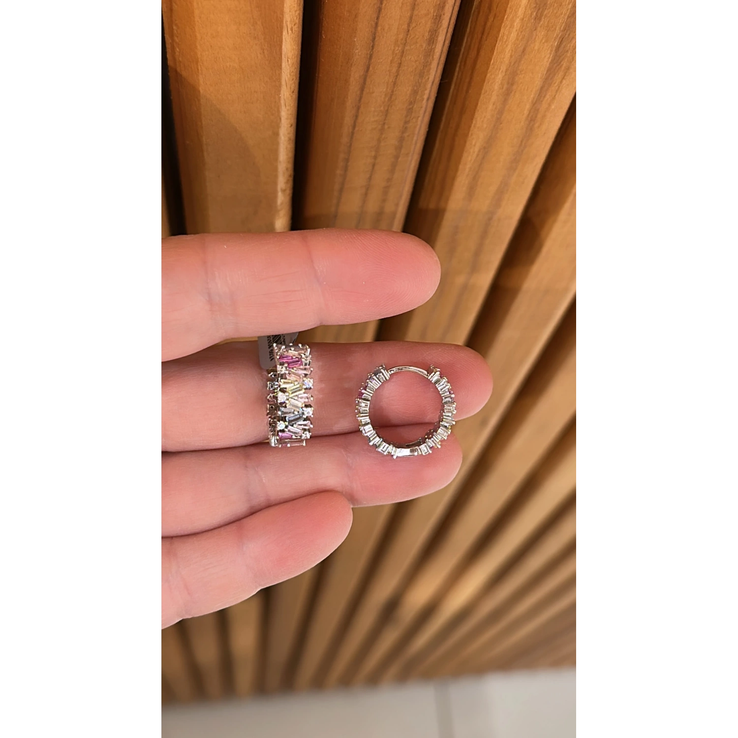 Pastel Rainbow Çarpık Baget Küpe