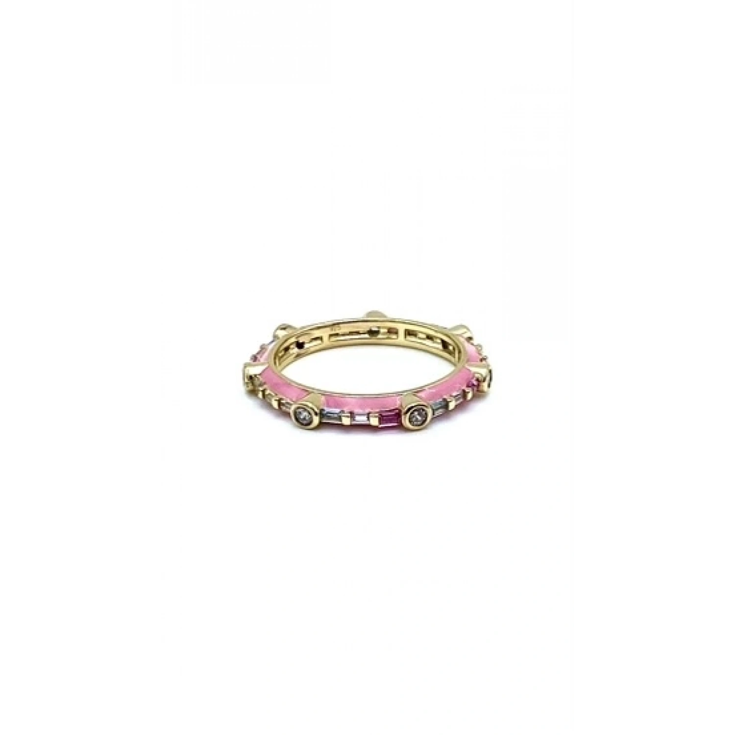 Pembe Mineli Ara Taşlı Yüzük