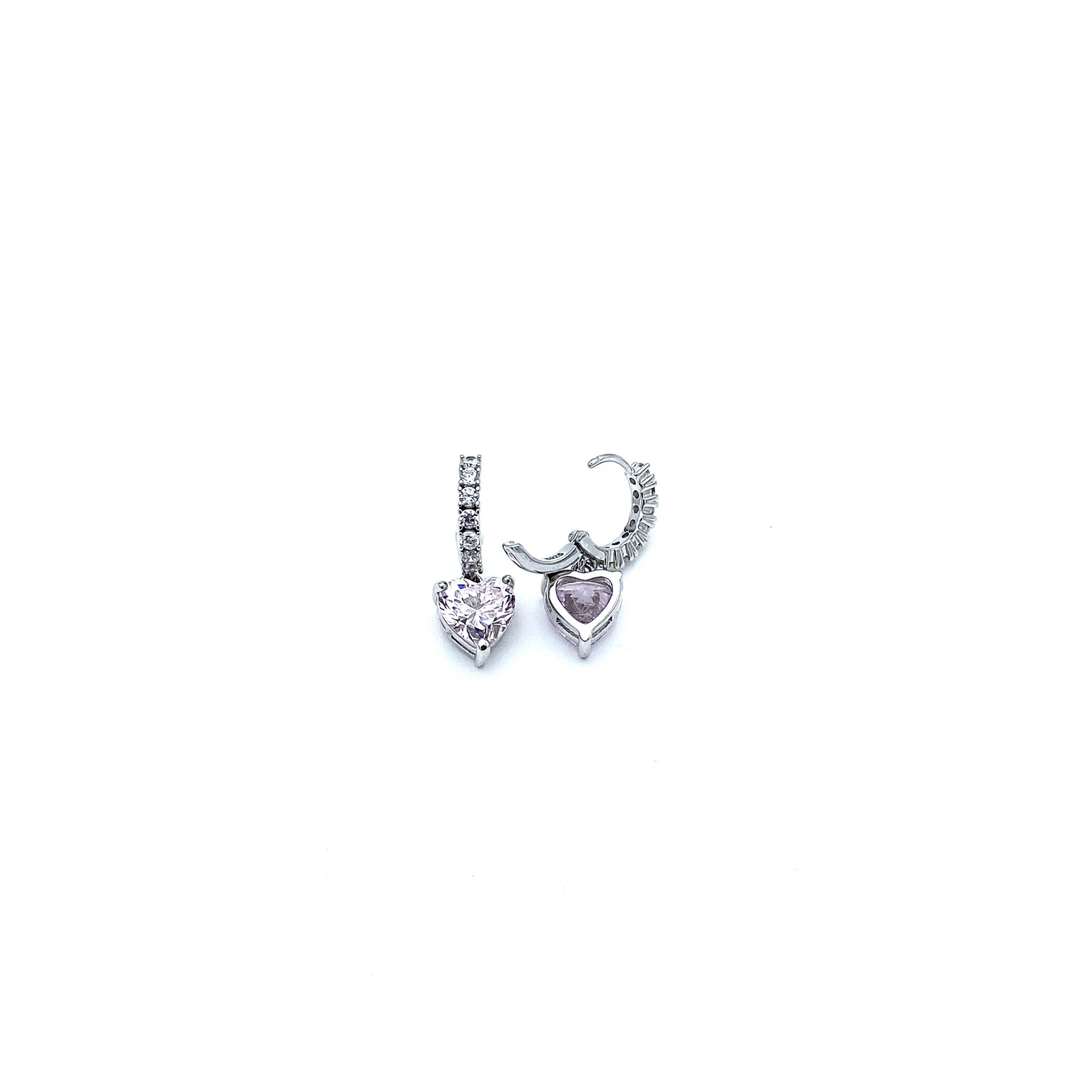 Pinky Heart Taşlı Halka Küpe