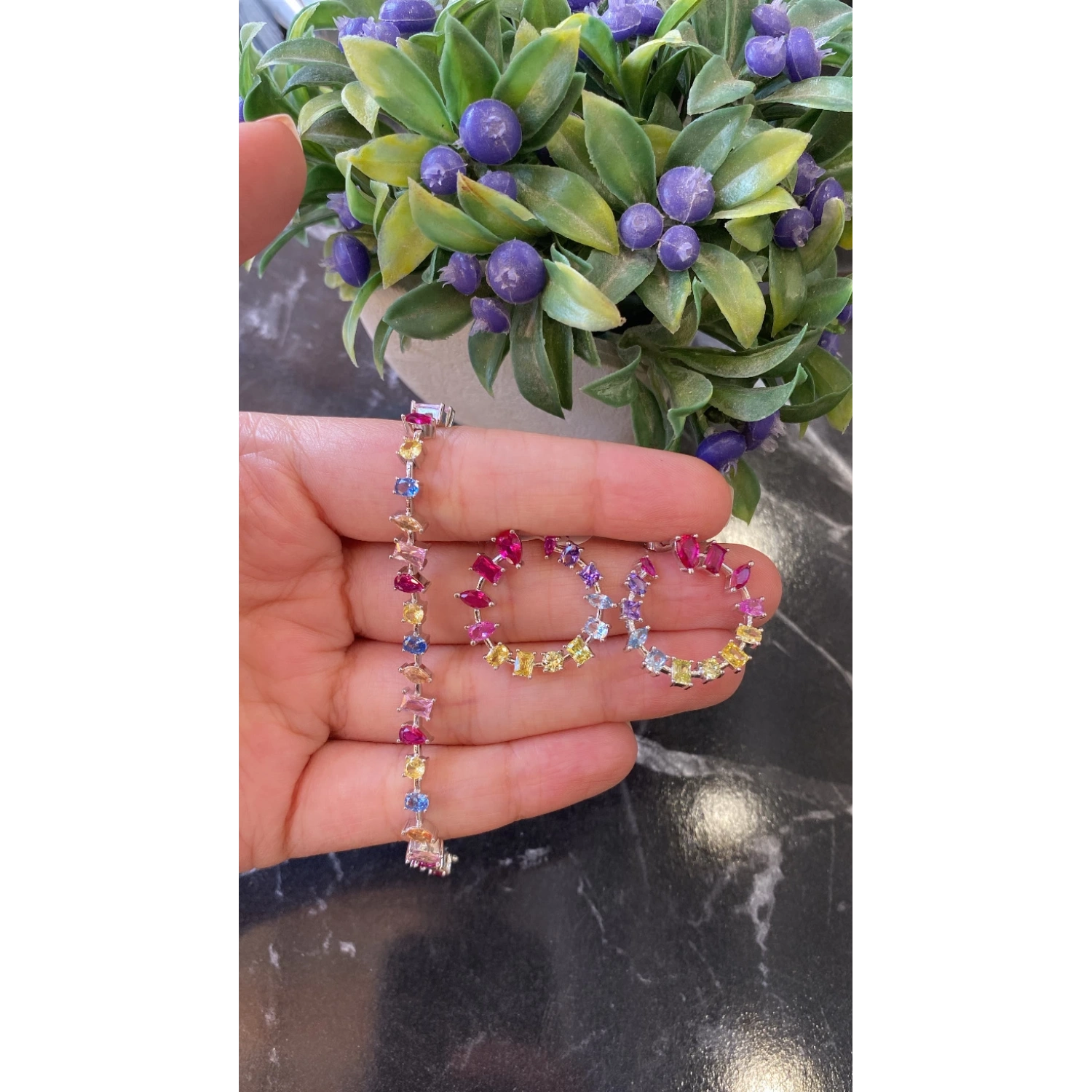 Rainbow Damla Di Geo Suyolu Bileklik