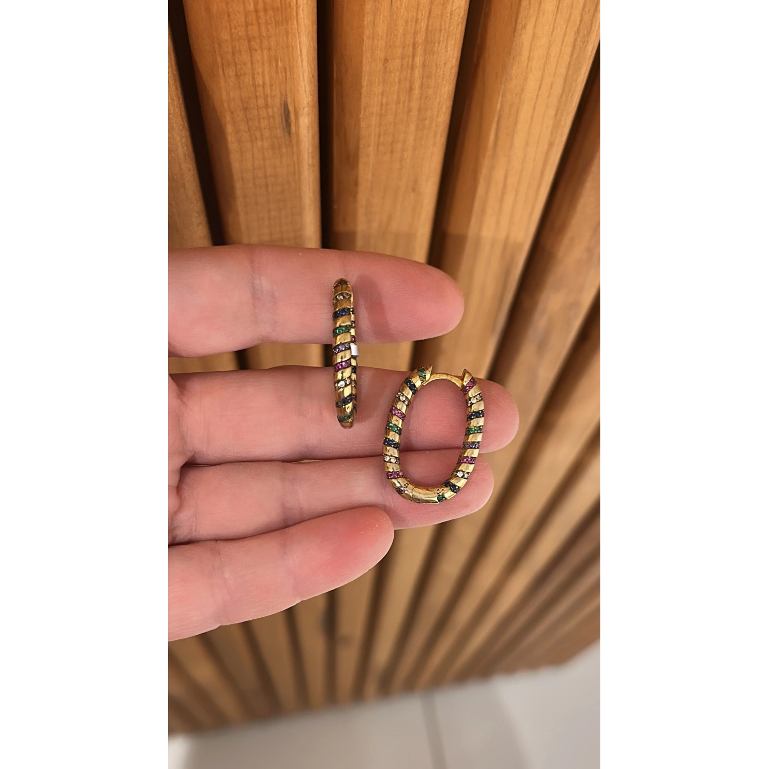 Rainbow Etnik Taşlı Oval Formlu Küpe