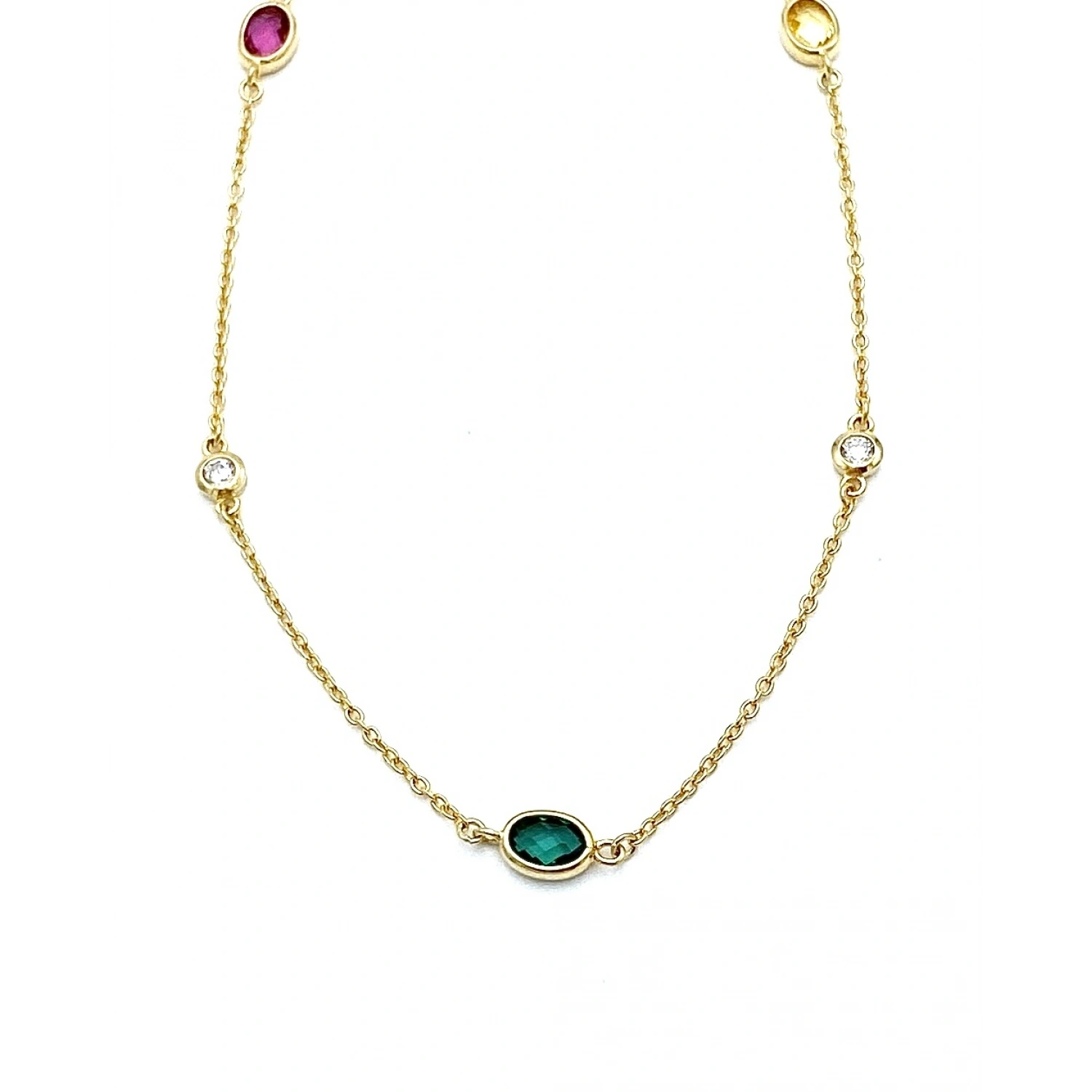 Rainbow Oval Tify Zincir Kolye