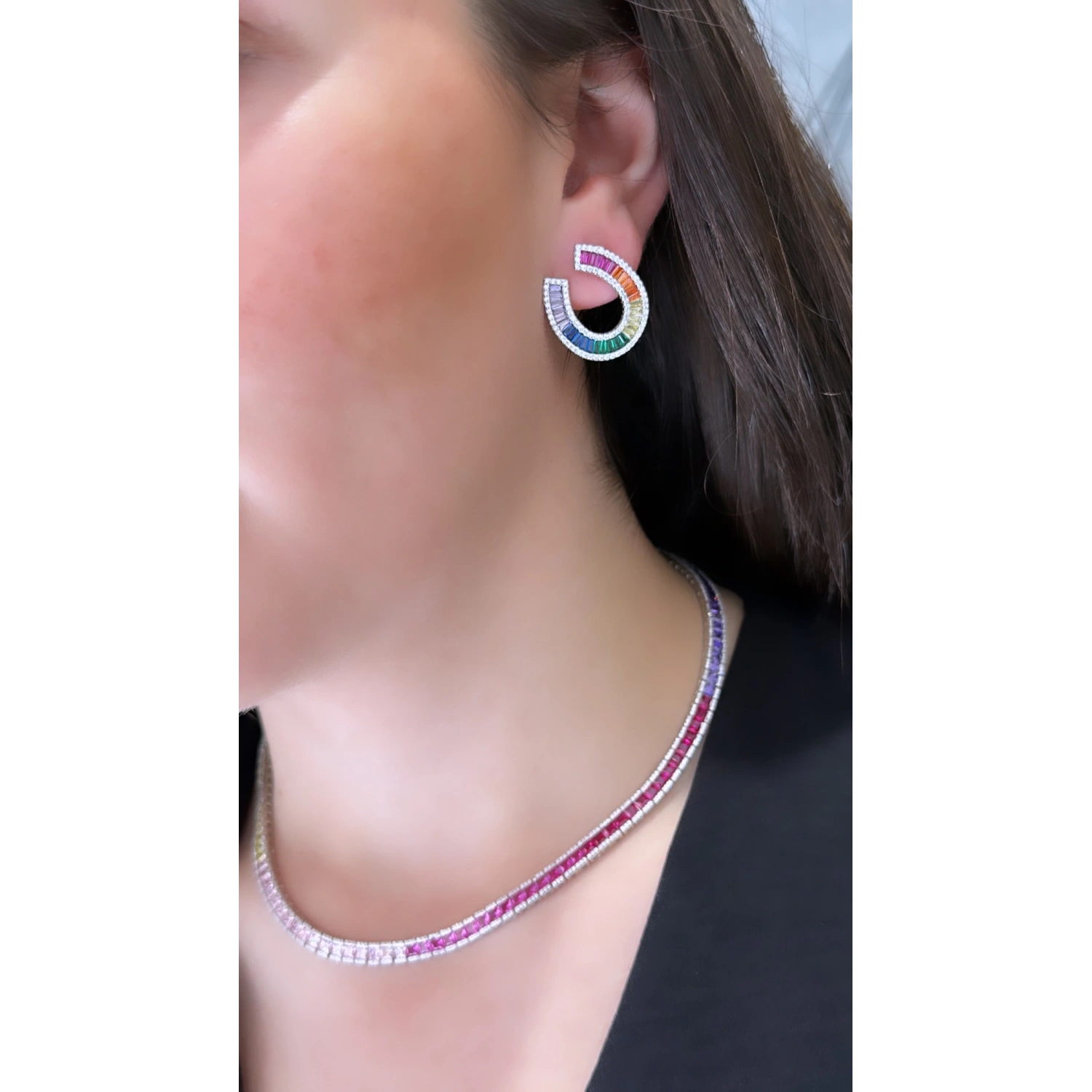 Rainbow Prenses Suyolu Taşlı Gerdanlık Kolye