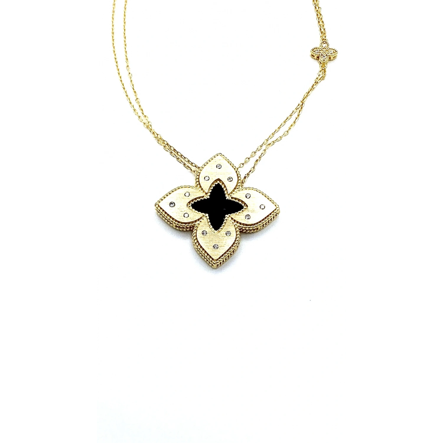 RC Siyah Onyx Yonca Kolye