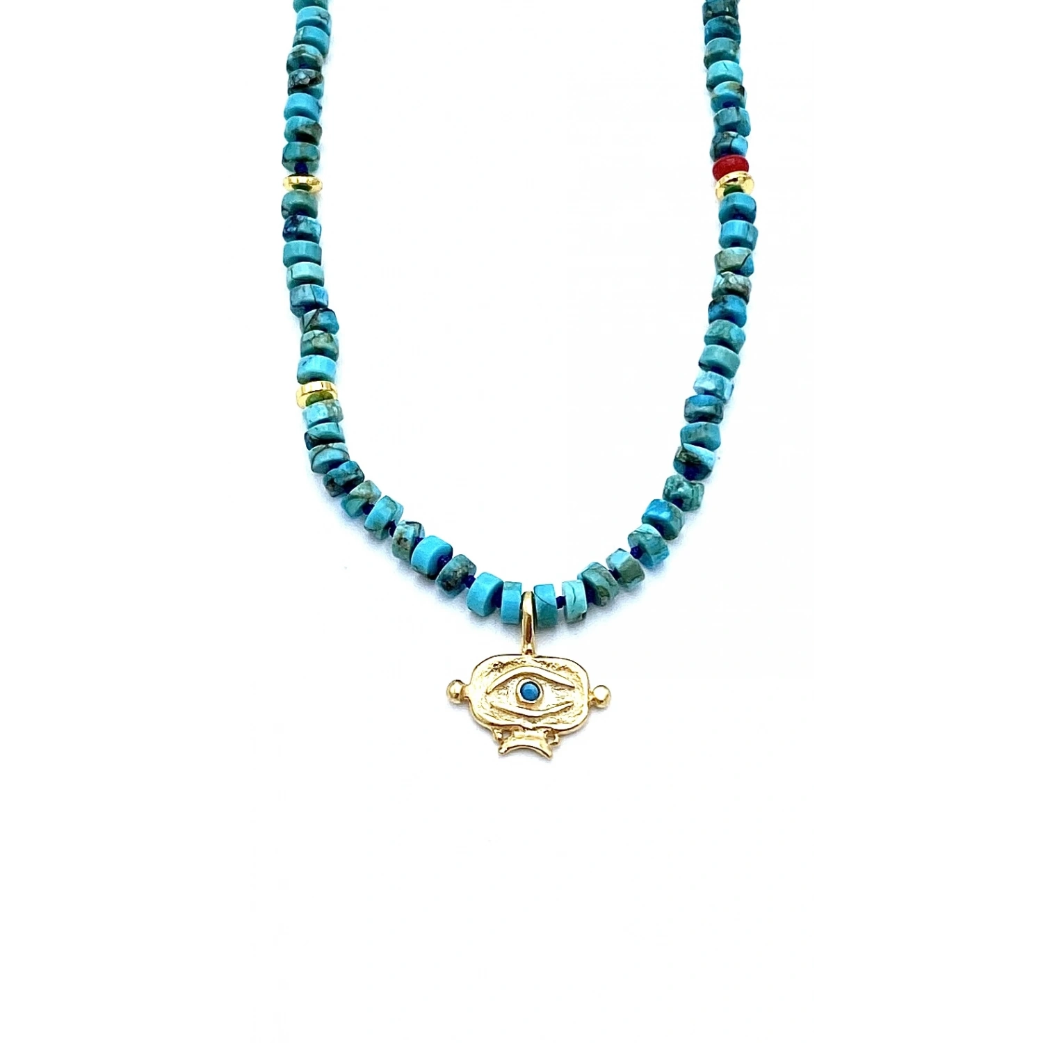 Rondöle Firuze The Eye Plaka Kolye