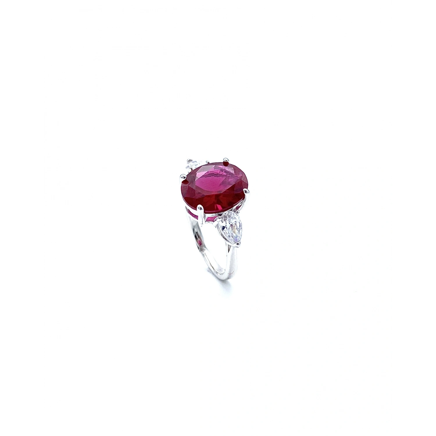 Ruby Oval Damla Duo Yüzük