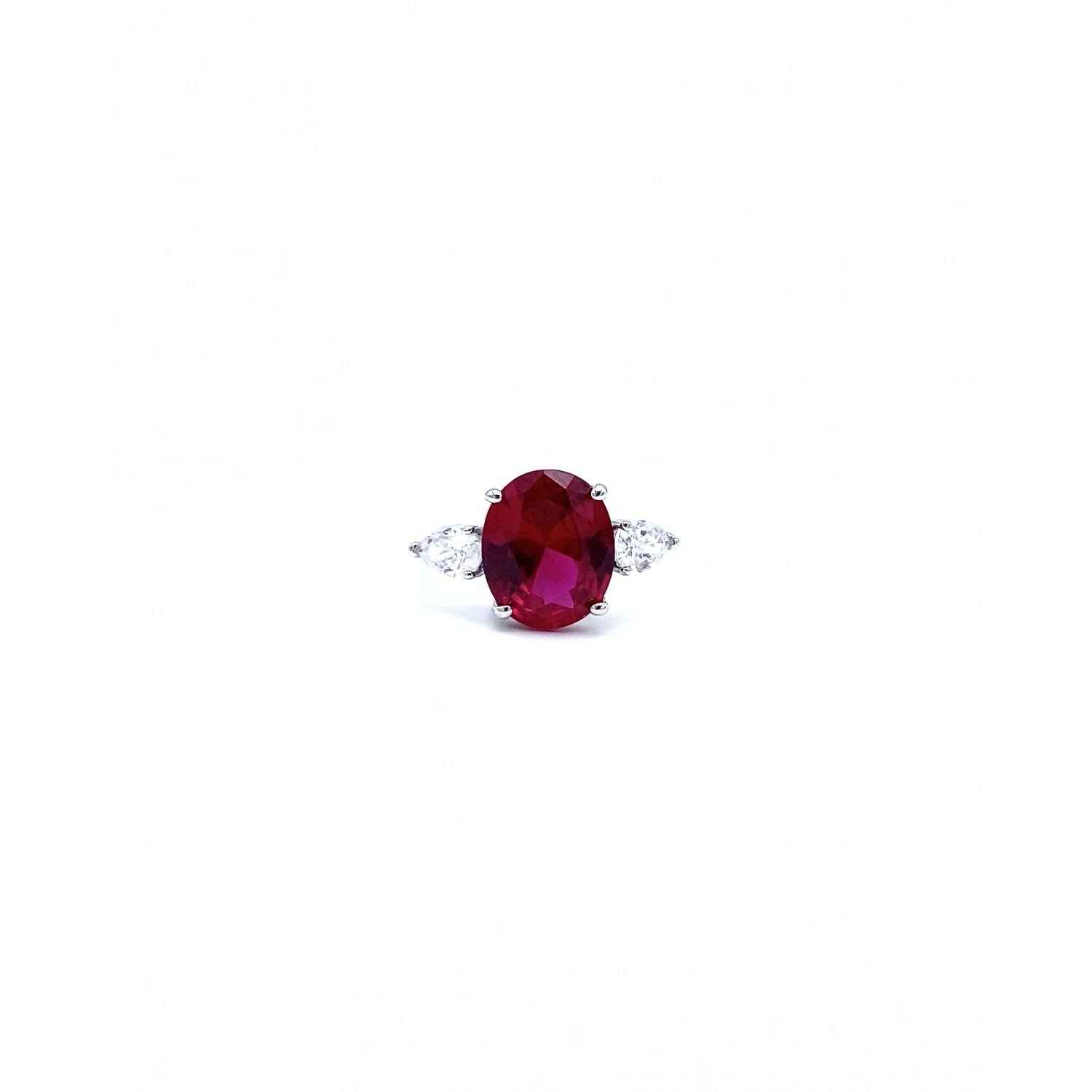 Ruby Oval Damla Duo Yüzük