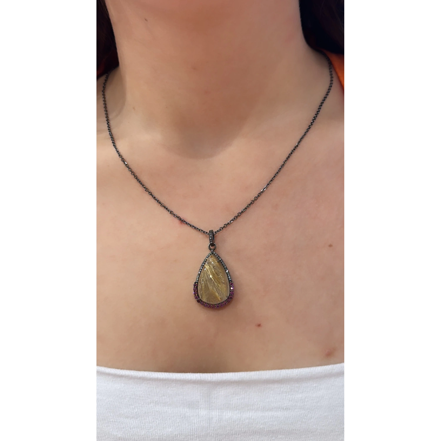 Rutilli Kuvars Yakut Ham Elmas Kolye Ucu