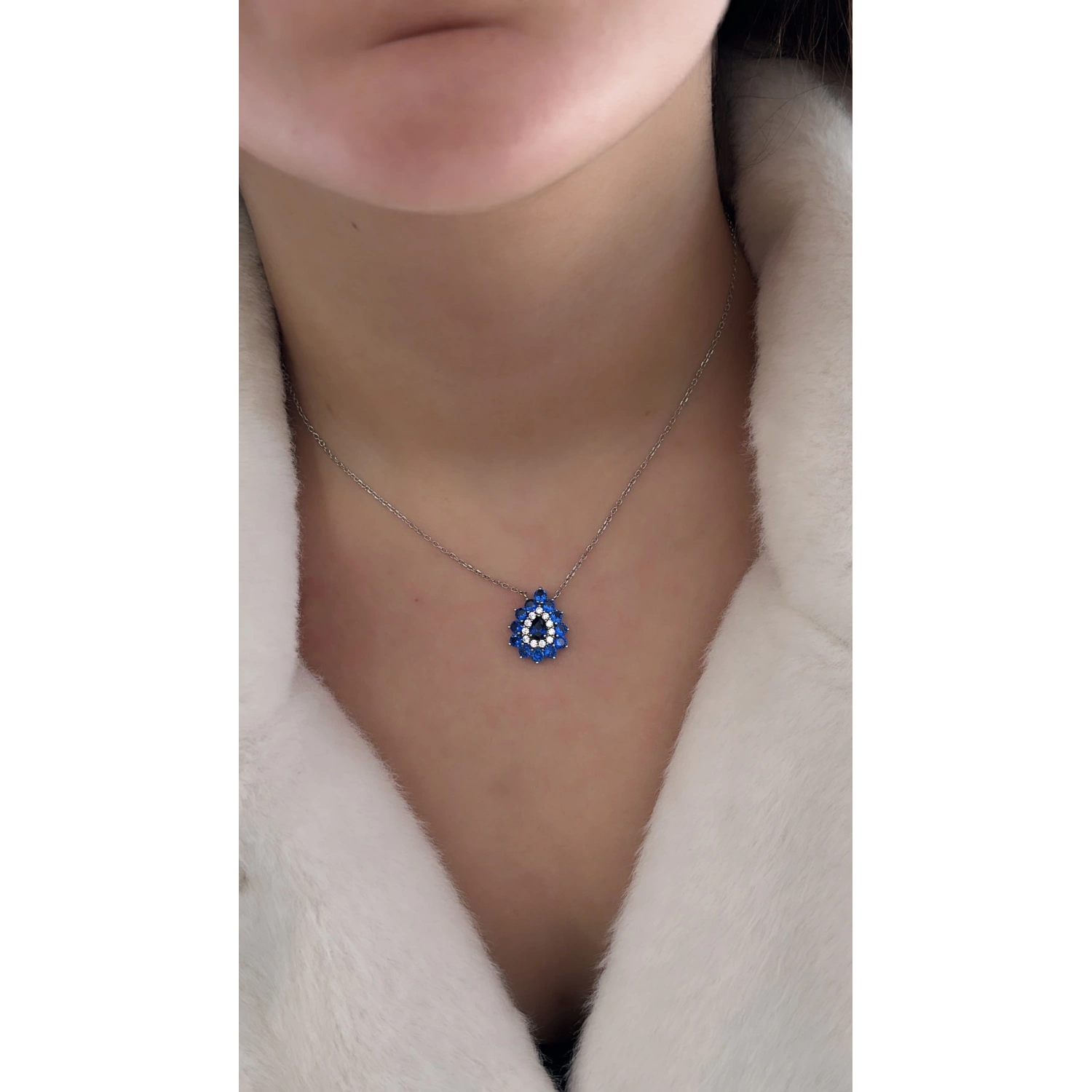 Safir Duo Damla Kolye