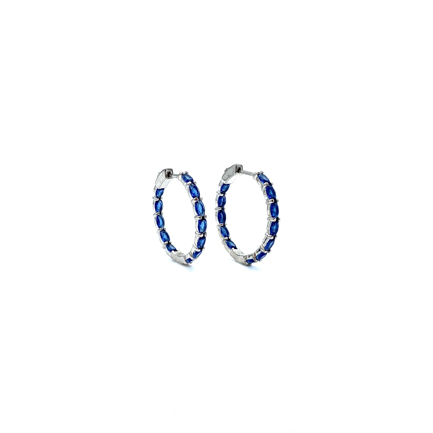 Safir Oval Tamtur Halka Küpe