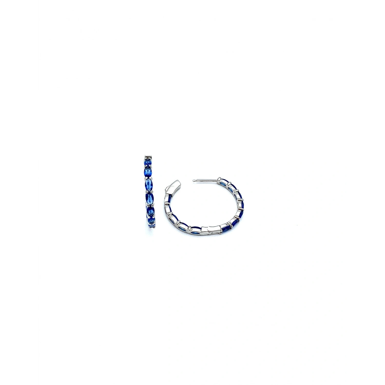 Safir Oval Tamtur Halka Küpe