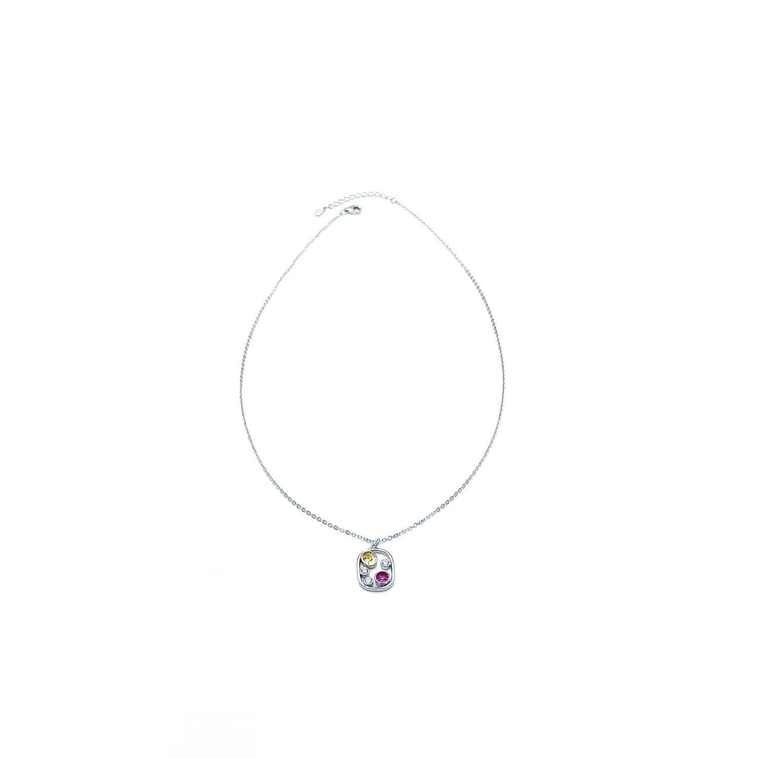 Sarı Fuşya Pebbles Kolye