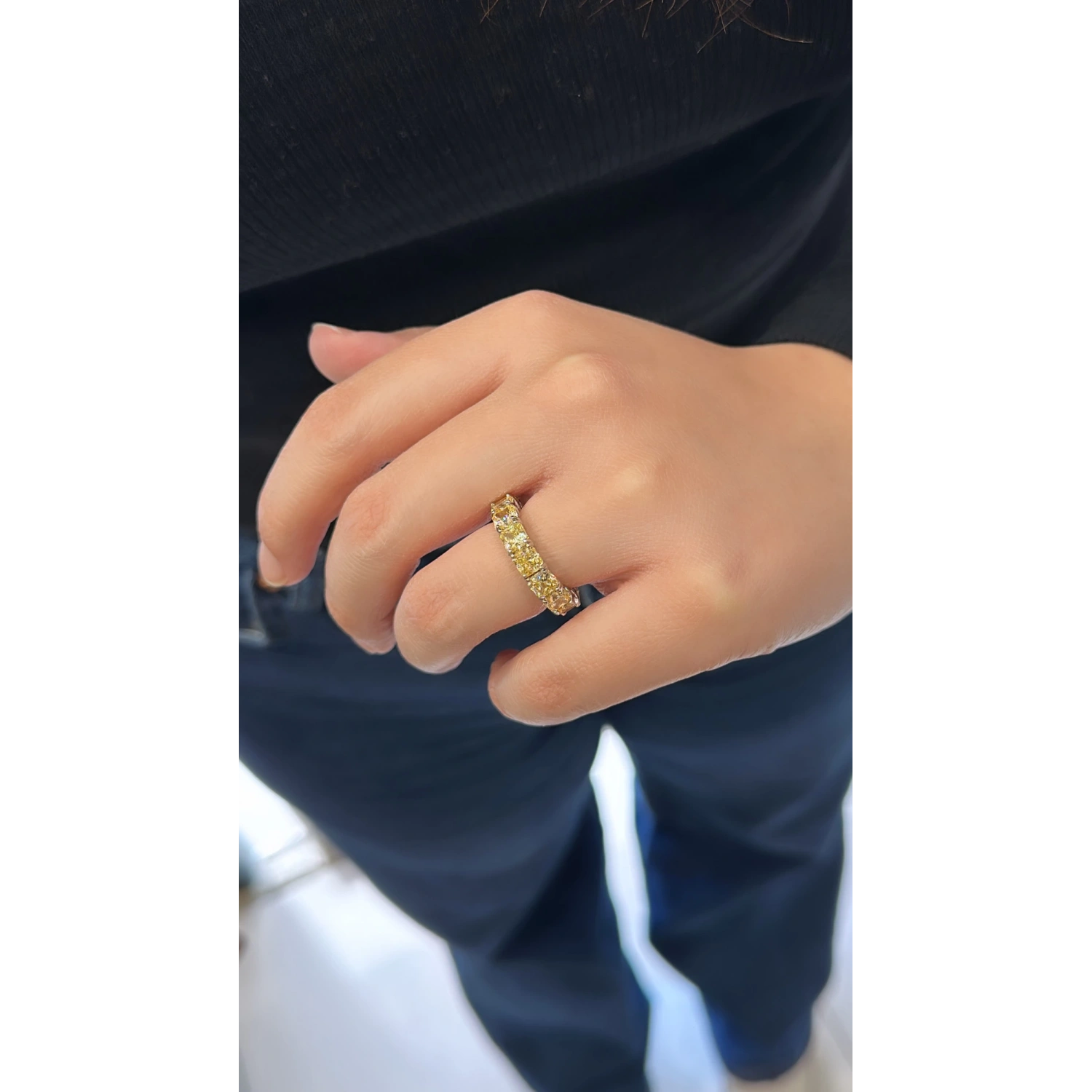 Sarı Kare Taş Tamtur Yüzük