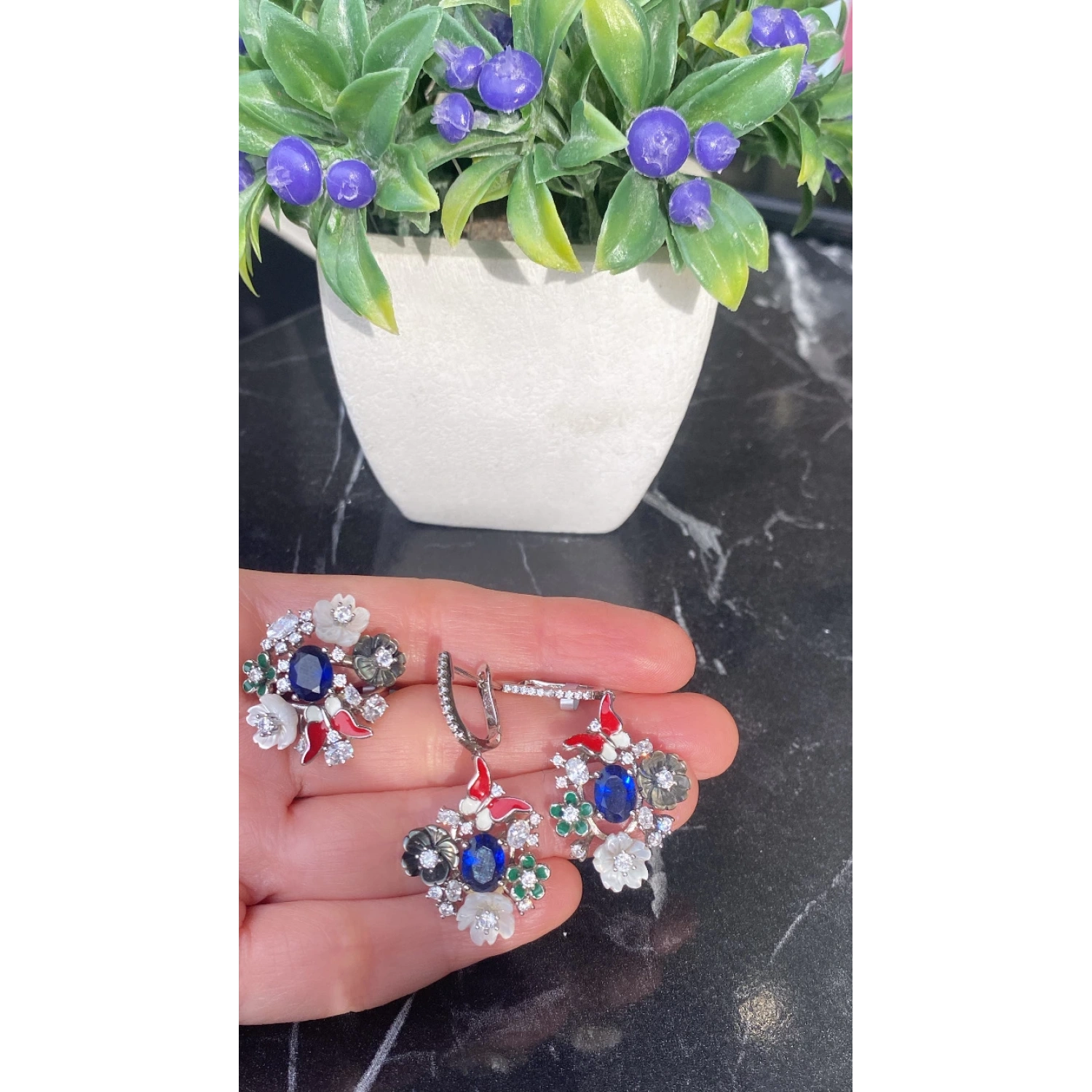 Sedef Çiçek Kelebek Tasarım Yüzük