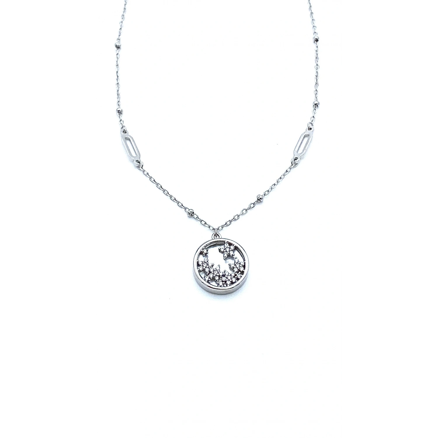 Sedef Madalyon Çiçek Kolye