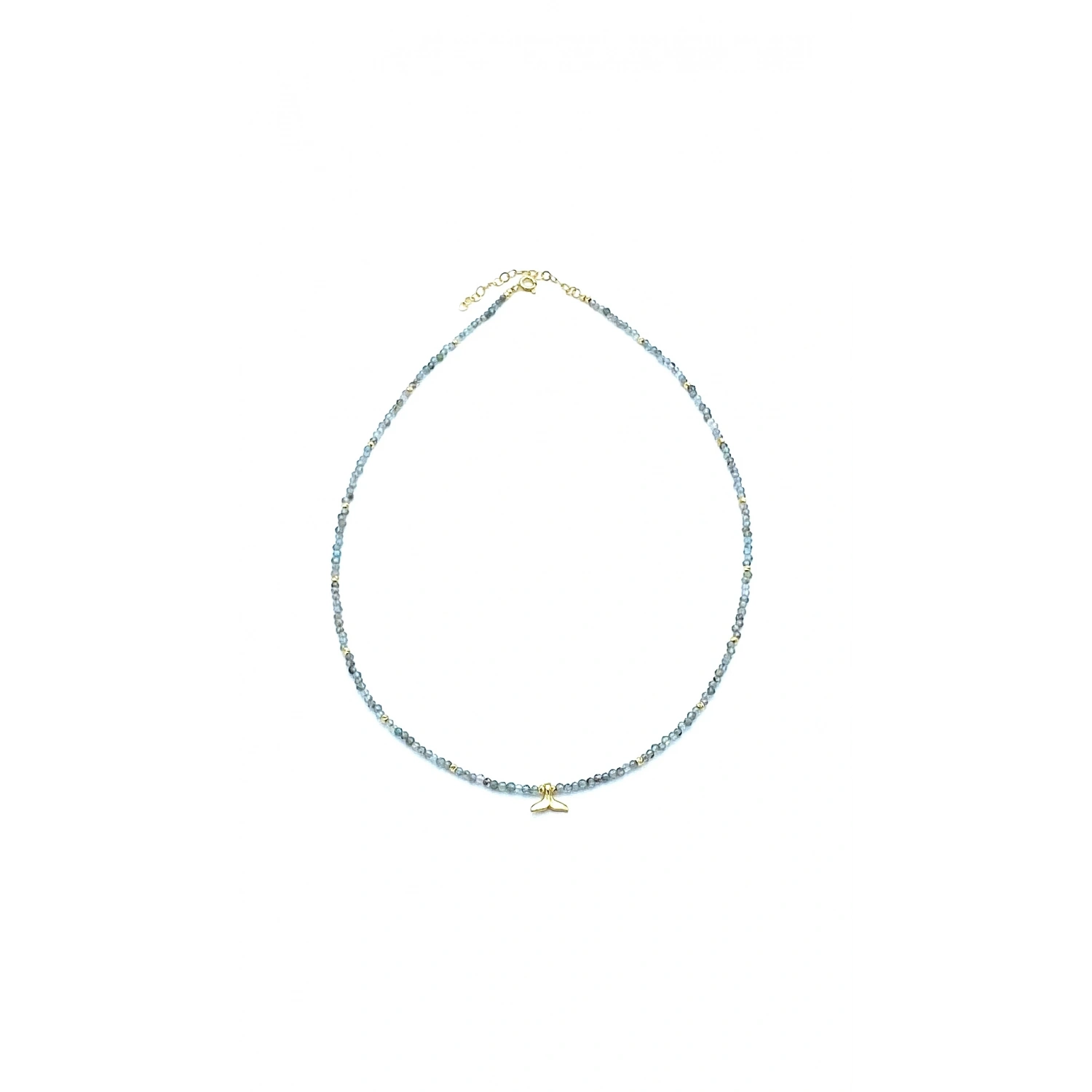 Su Yeşili Kuvars Dorika Detaylı Kolye