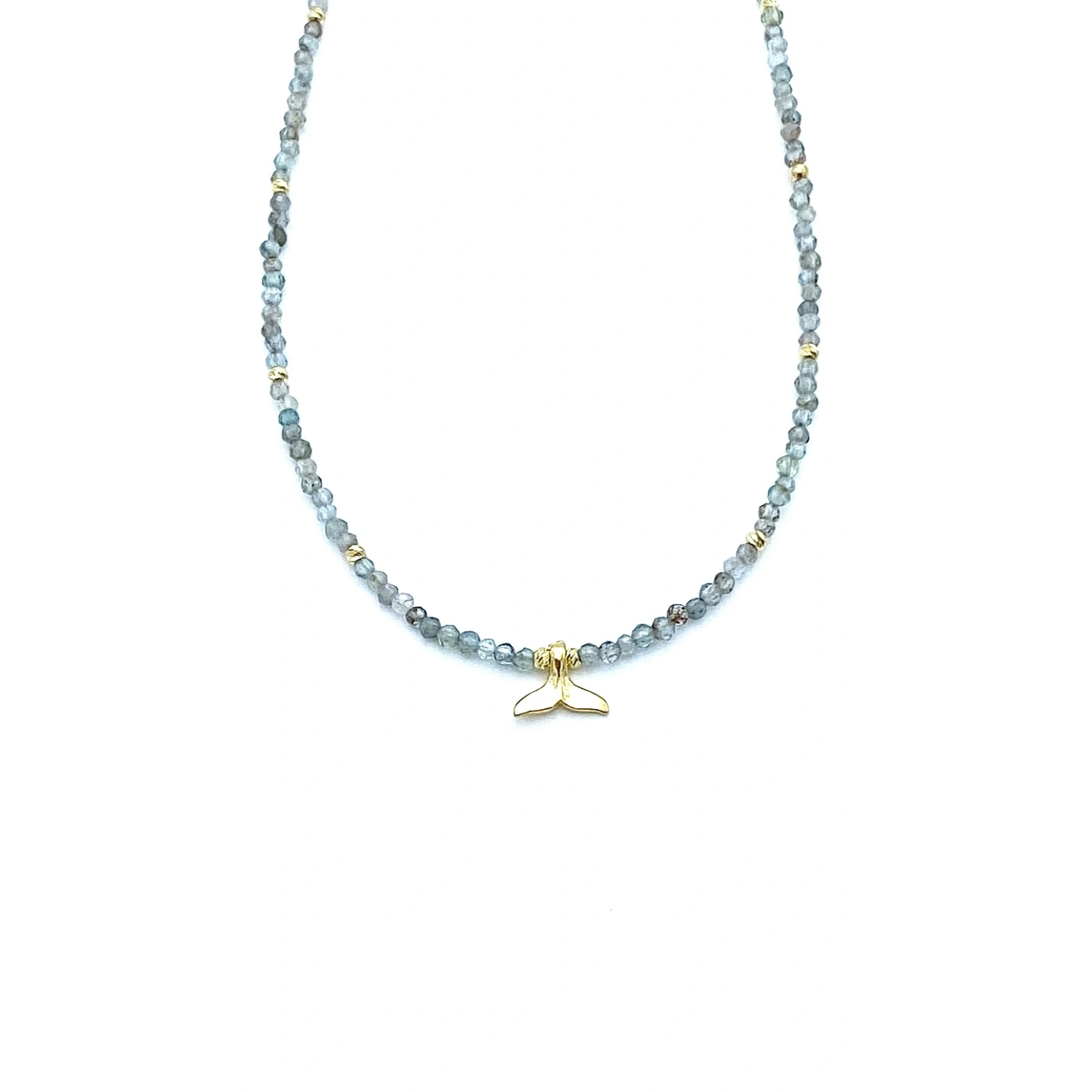 Su Yeşili Kuvars Dorika Detaylı Kolye