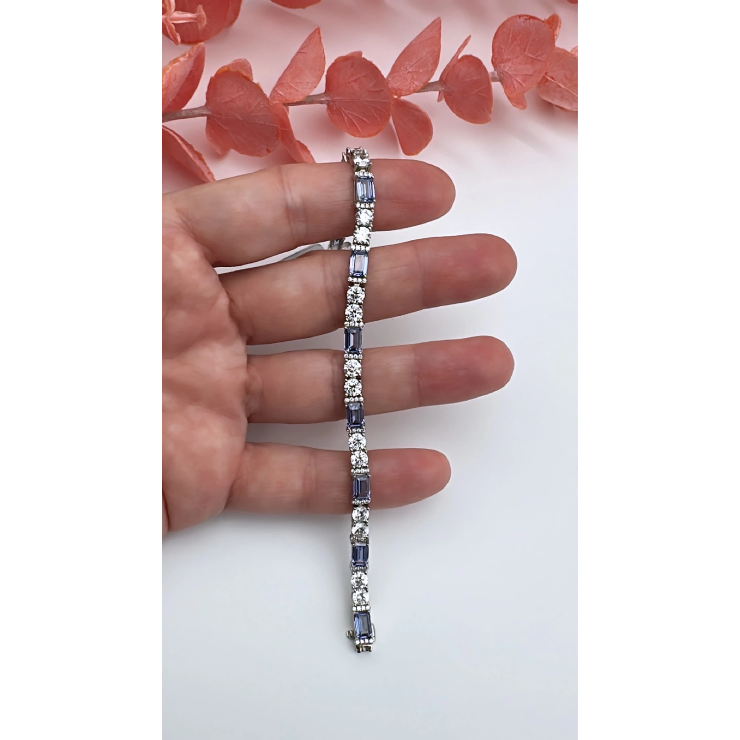 Tanzanit Ddörtgen Taşlı Suyolu Bileklik