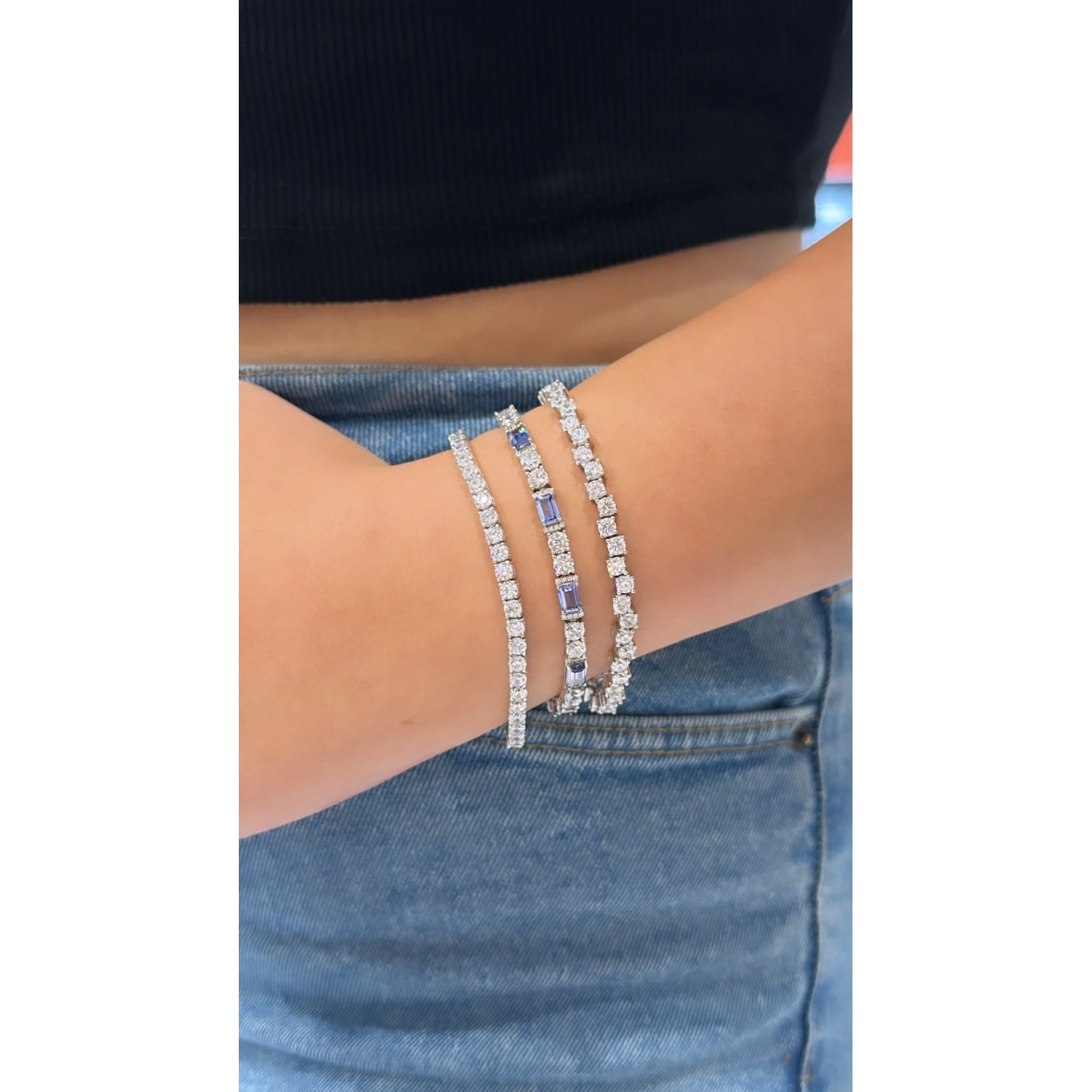 Tanzanit Ddörtgen Taşlı Suyolu Bileklik