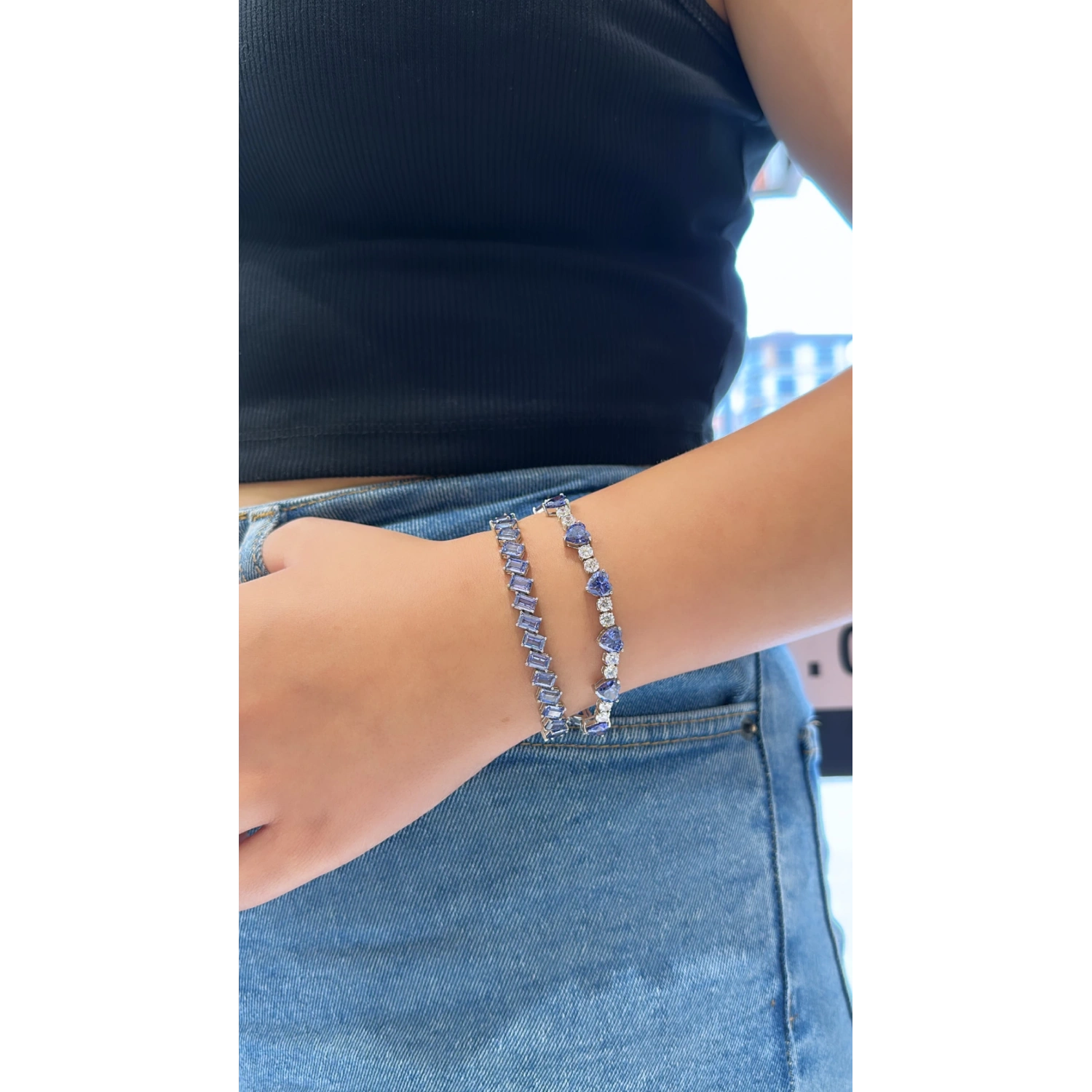 Tanzanit Kalp Taşlı Suyolu Bileklik