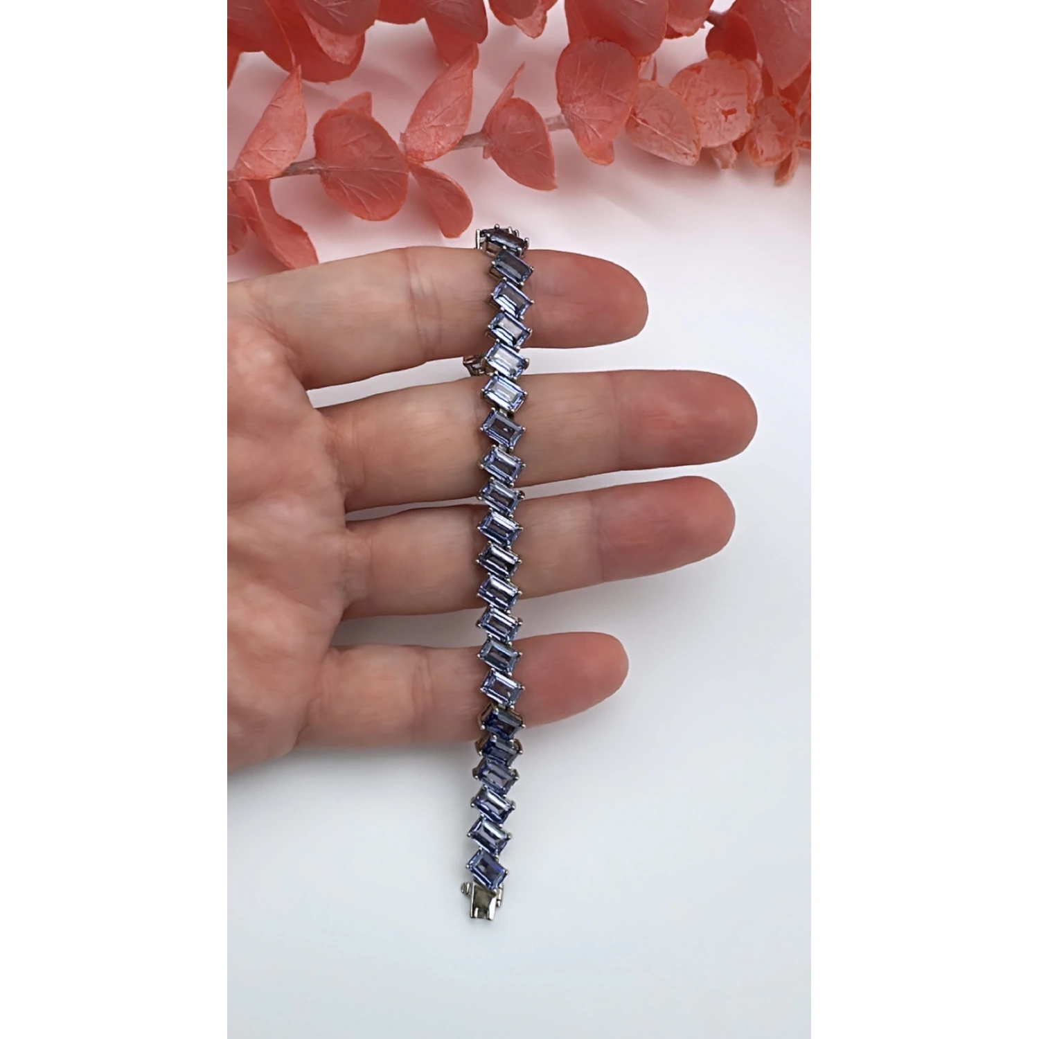 Tanzanit Kaydırmalı Ddörtgen Suyolu Bileklik