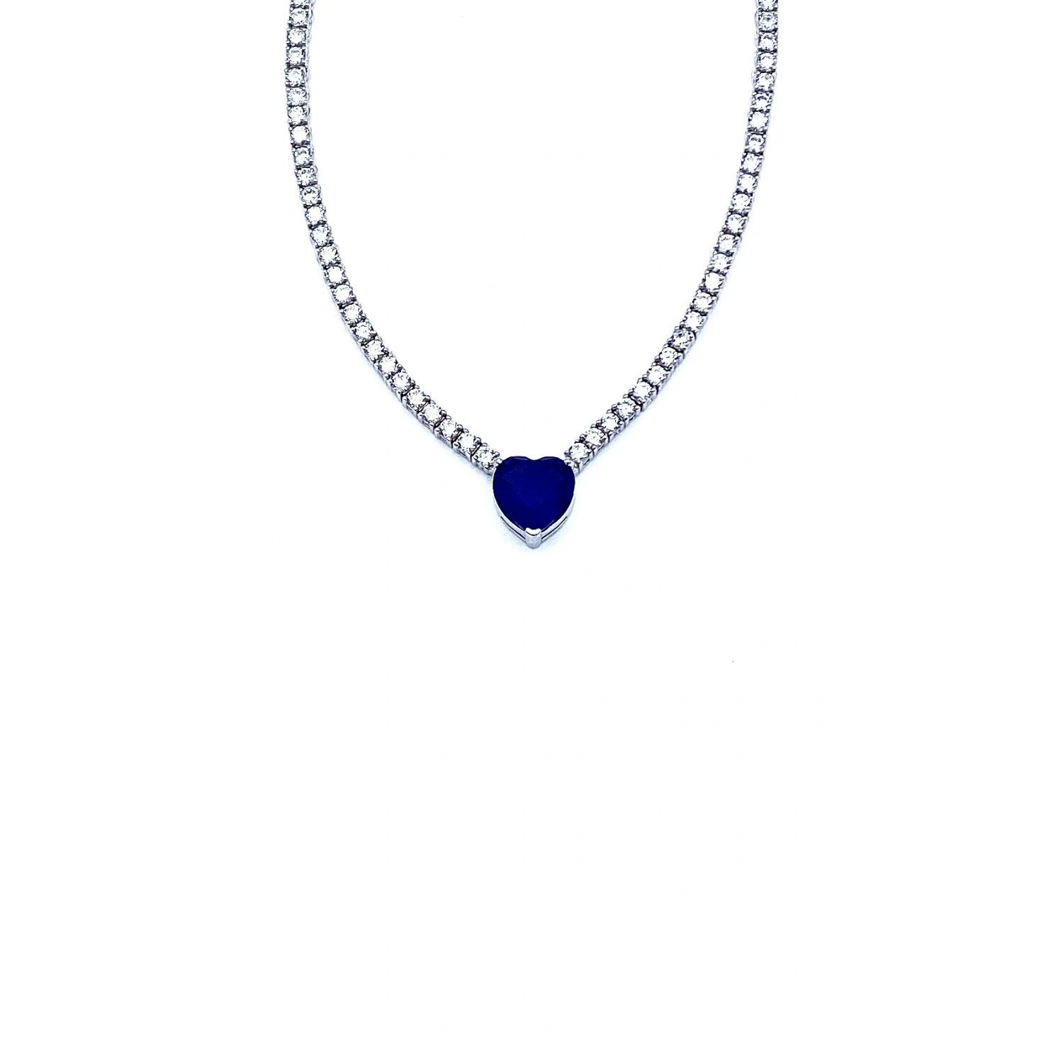 Tanzanit Paraiba Kalp Taşlı Suyolu Kolye