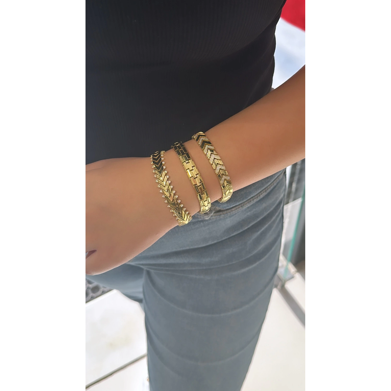 Taşlı Düz Arrow G Mln Chain Bileklik