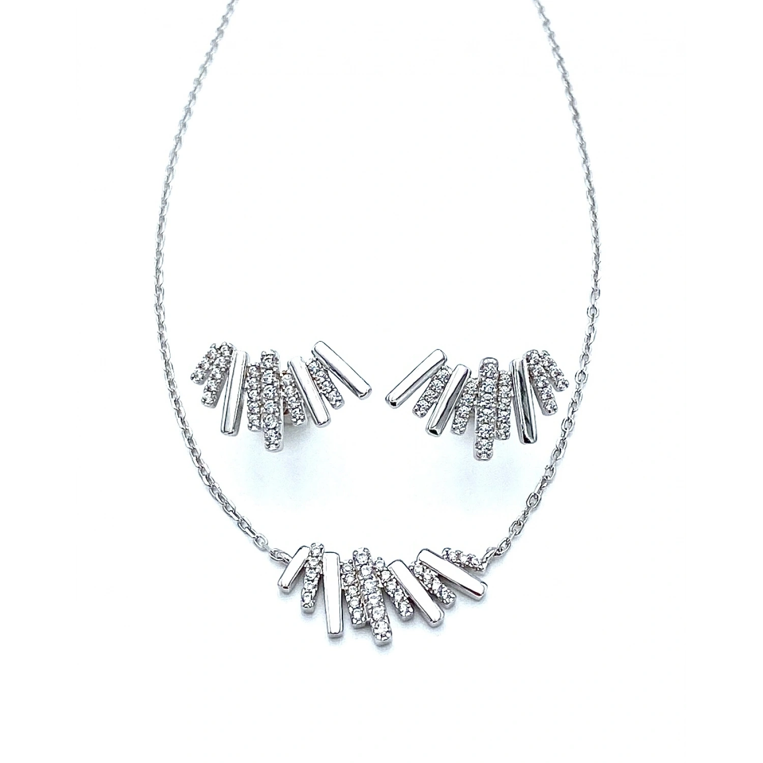 Taşlı Lashes Küpe Kolye Set