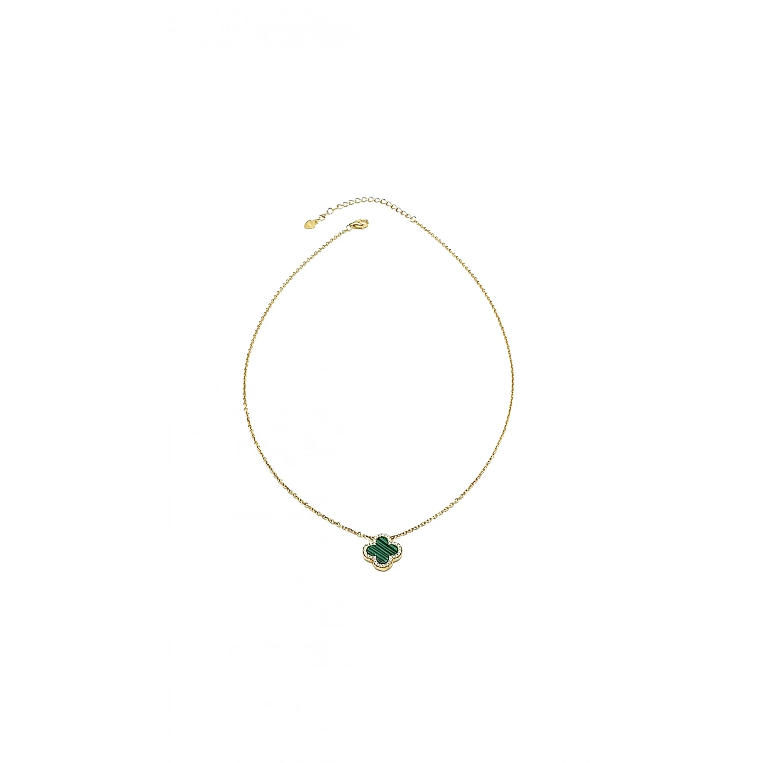 Taşlı Malahit Yonca Kolye